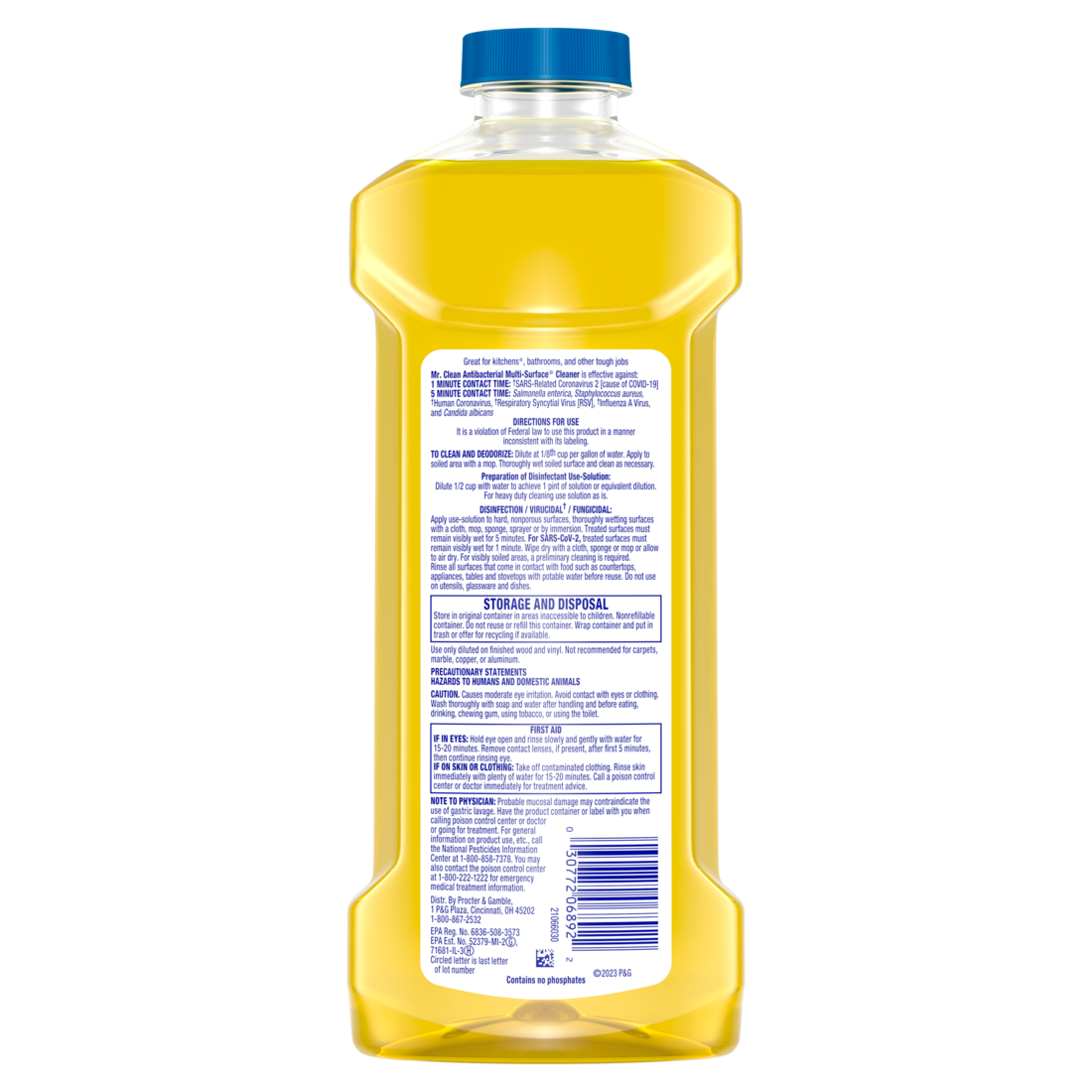 Mr. Clean Antibacterial All Purpose Cleaner Floor Cleaner For Mopping Cleaning Liquid Lemon - 23oz/6pk