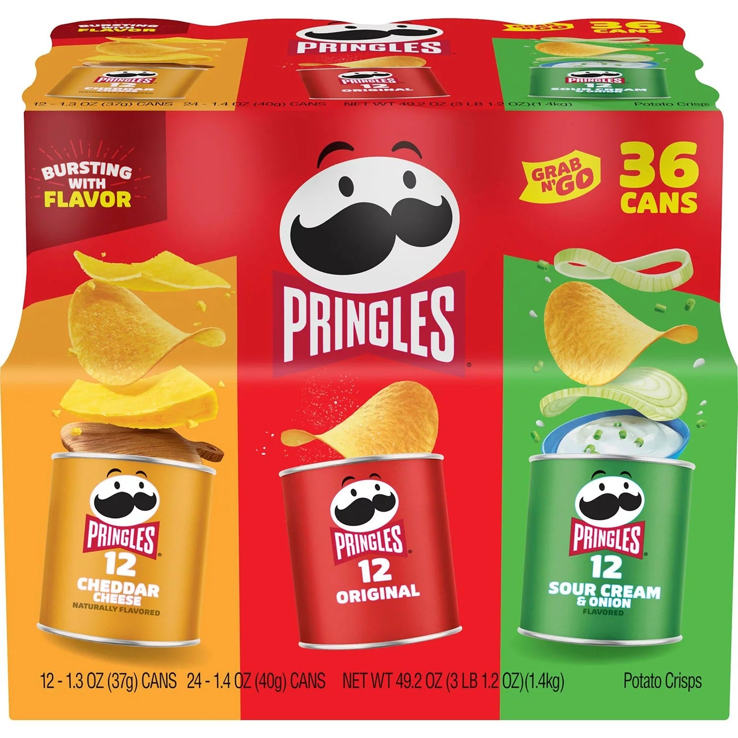 Pringles Grab-n-Go Variety Pack Chips 36 cans - 49.2oz/1pk