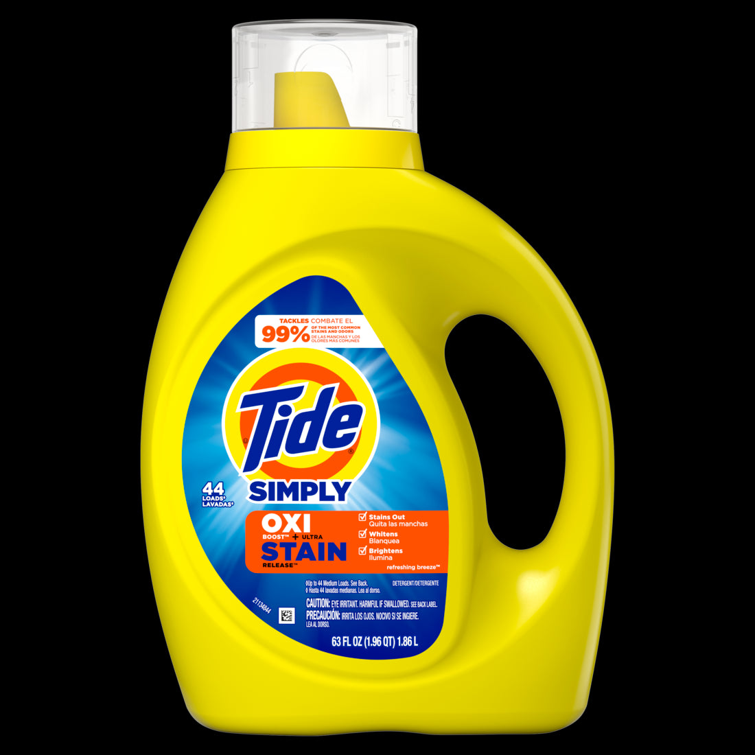 Tide Simply Oxi Boost + Ultra Stain Release 44 Loads Tough on Stains Whitens Brightens Refreshing Breeze Scent - 63oz/4pk