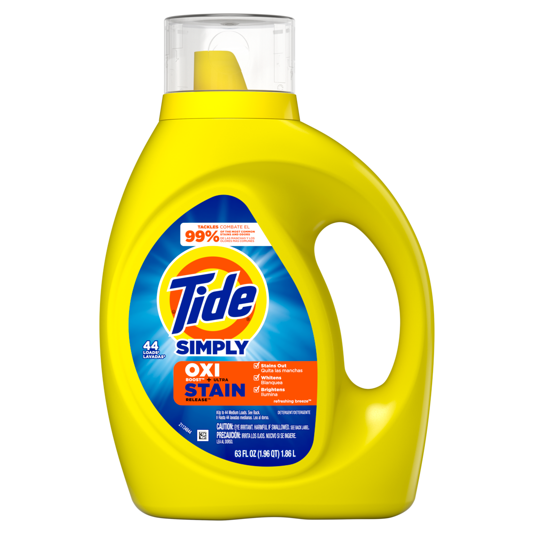 Tide Simply Oxi Boost + Ultra Stain Release 44 Loads Tough On Stains Whitens Brightens Refreshing Breeze Scent - 63oz/4pk