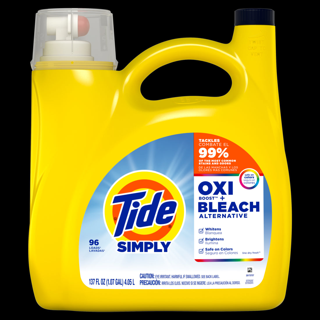 Tide Simply Oxi Boost + Ultra Stain Release 96 Loads Tough on Stains Whitens Brightens Refreshing Breeze Scent - 137oz/4pk