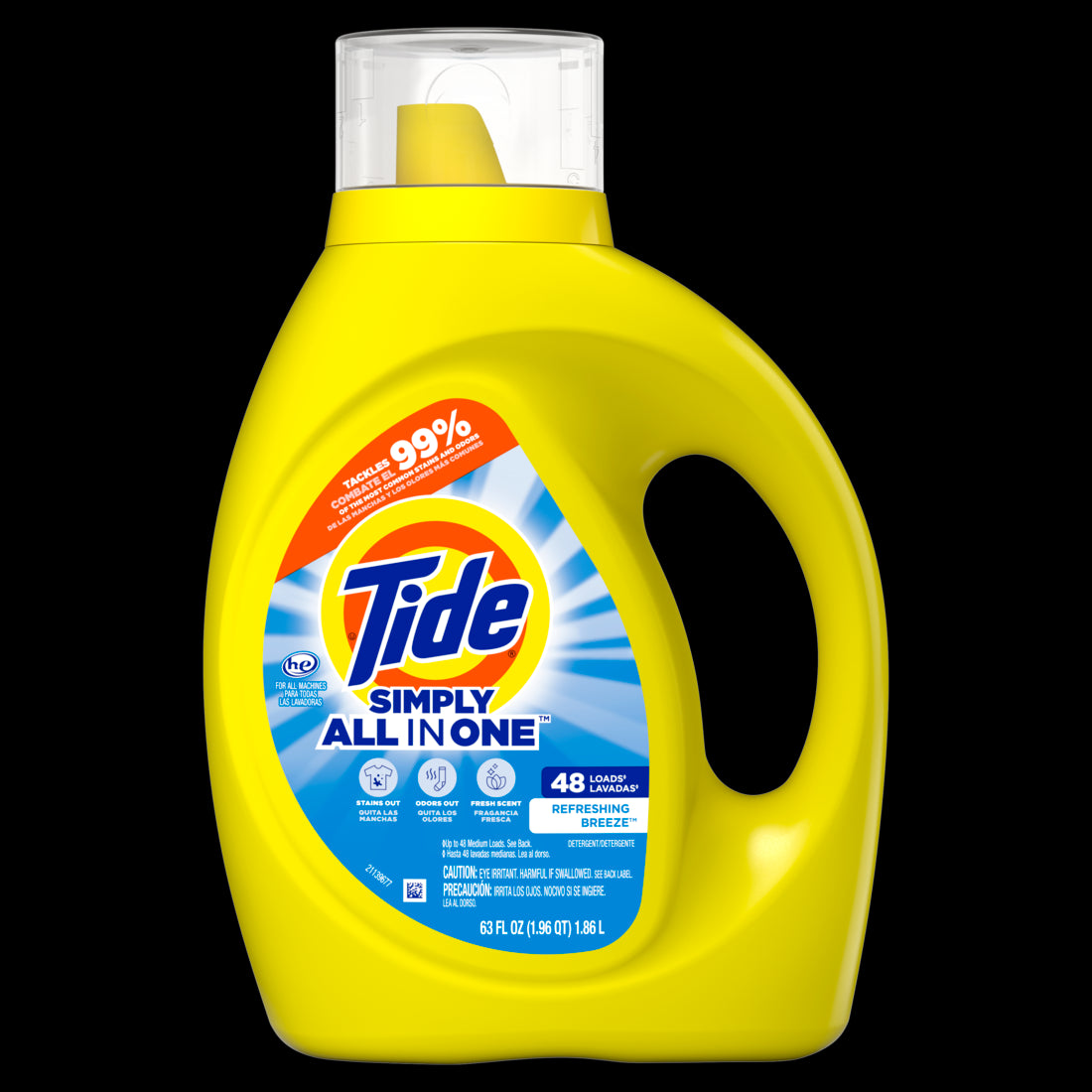 Tide Simply All-In-One Liquid Laundry Detergent Refreshing Breeze Scent 48 Loads - 63oz/4pk