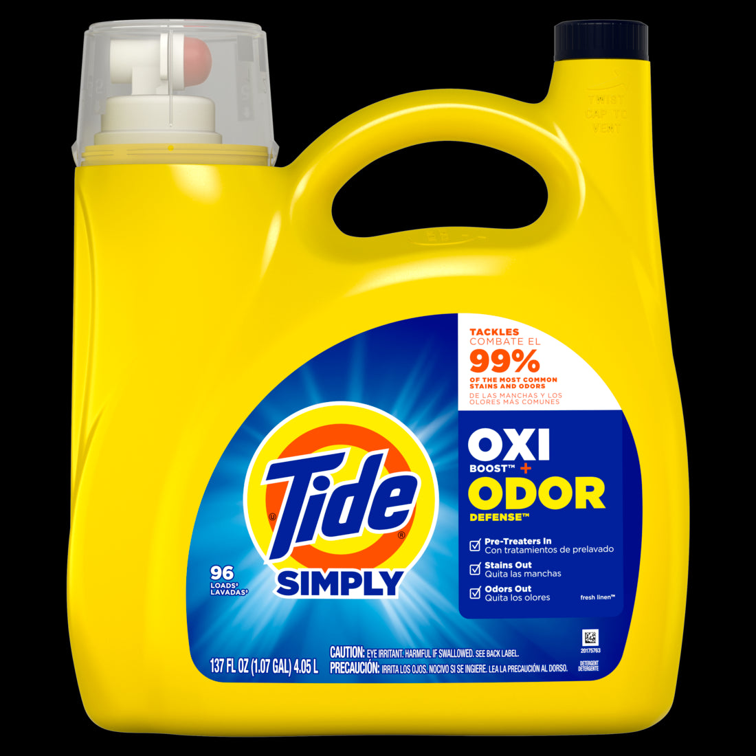 Tide Simply Oxi Boost + Odor Defense 96 loads Tough on Stains and Odors Fresh Linen Scent - 137oz/4pk