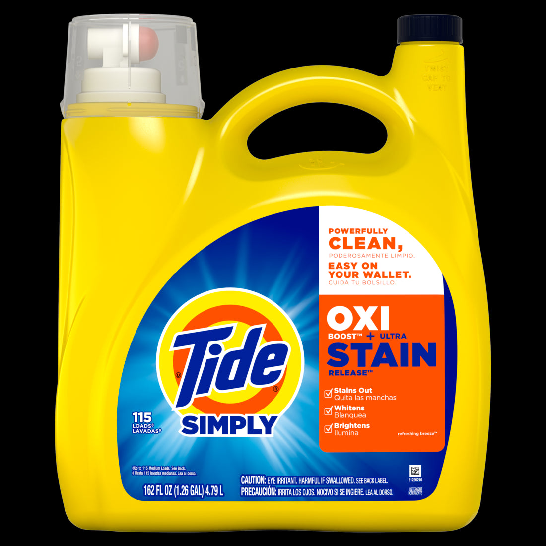 Tide Simply Oxi Boost + Ultra Stain Release 115 Loads Tough on Stains Whitens Brightens Refreshing Breeze Scent - 162oz/4pk