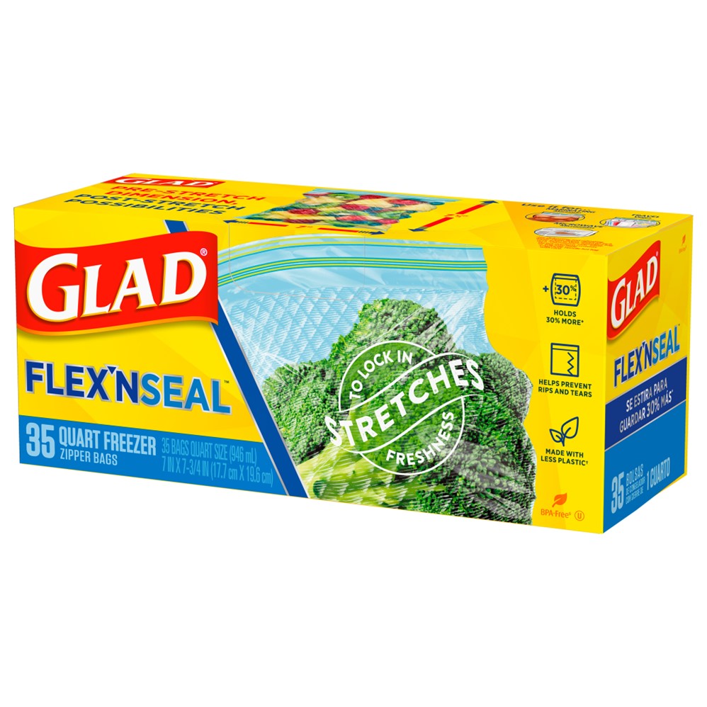 Glad Flex'N Seal Freezer Storage Quart - 35ct/4pk