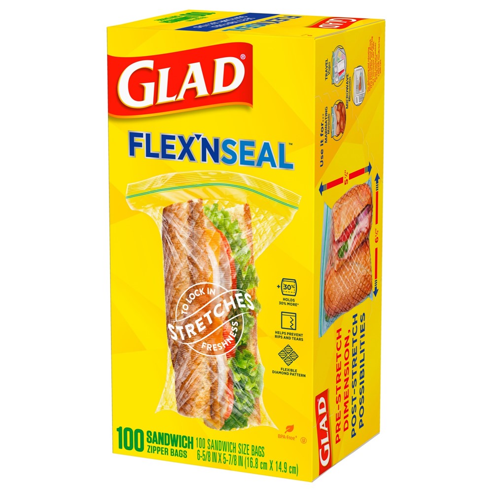 Glad Flex'N Seal Food Storage Sandwich - 100ct/4pk