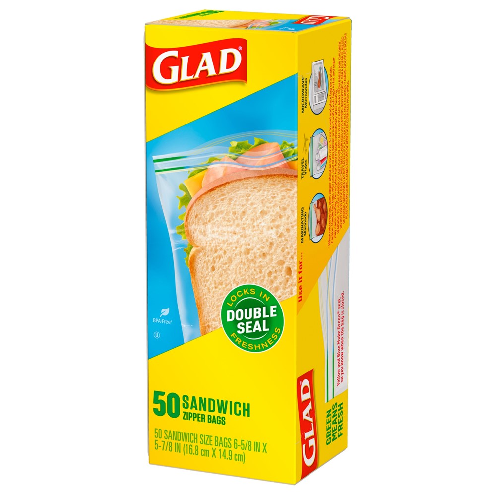 Glad Food Storage Zipper Sandwich - 50ct/12pk
