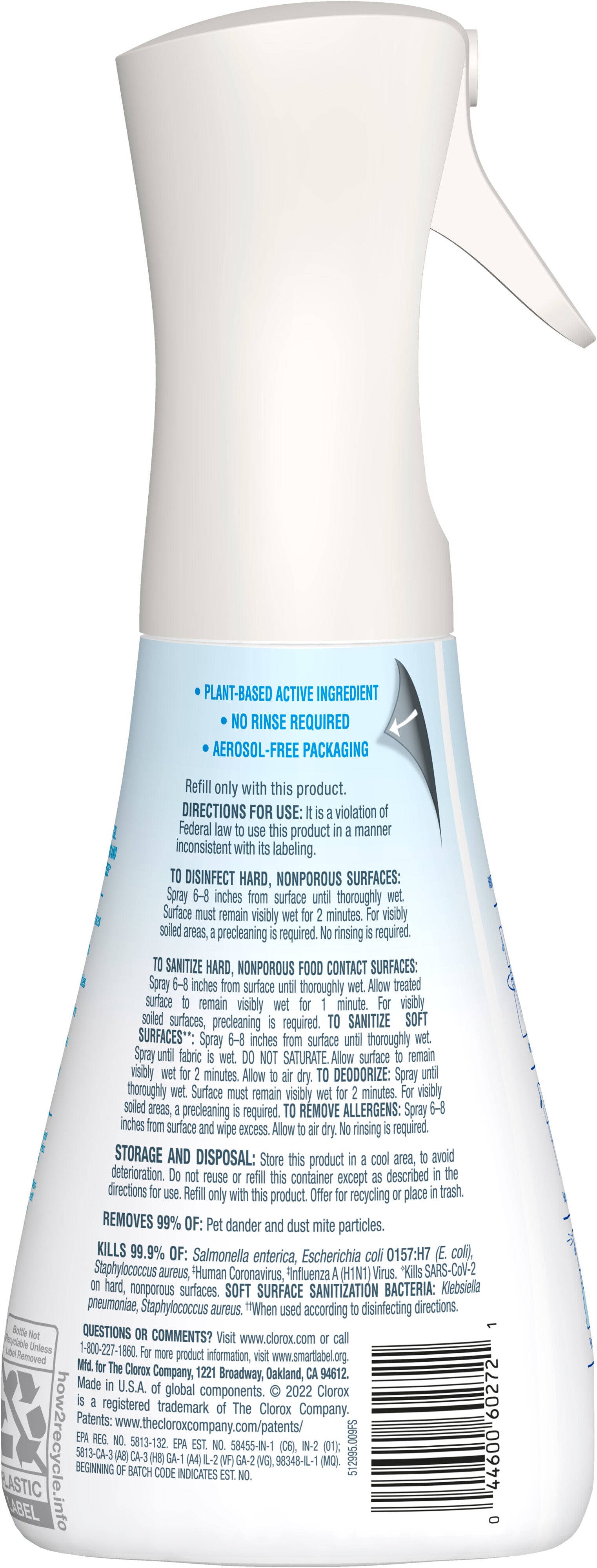 Clorox Free & Clear Disinfecting Mist Sanitizing and Antibacterial Disinfectant Spray Fragrance Free - 14oz/6pk