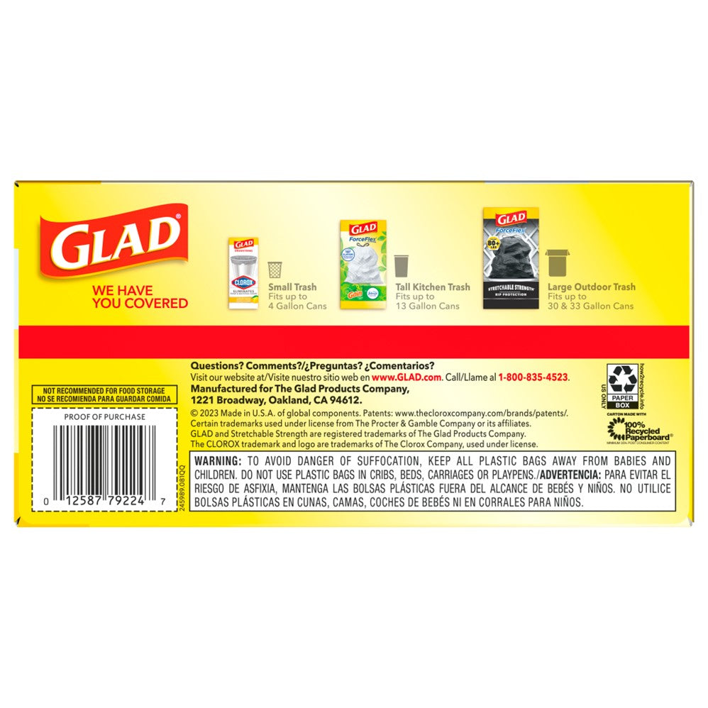 Glad Force Flex Drawstring 13 Gallon - 40ct/6pk