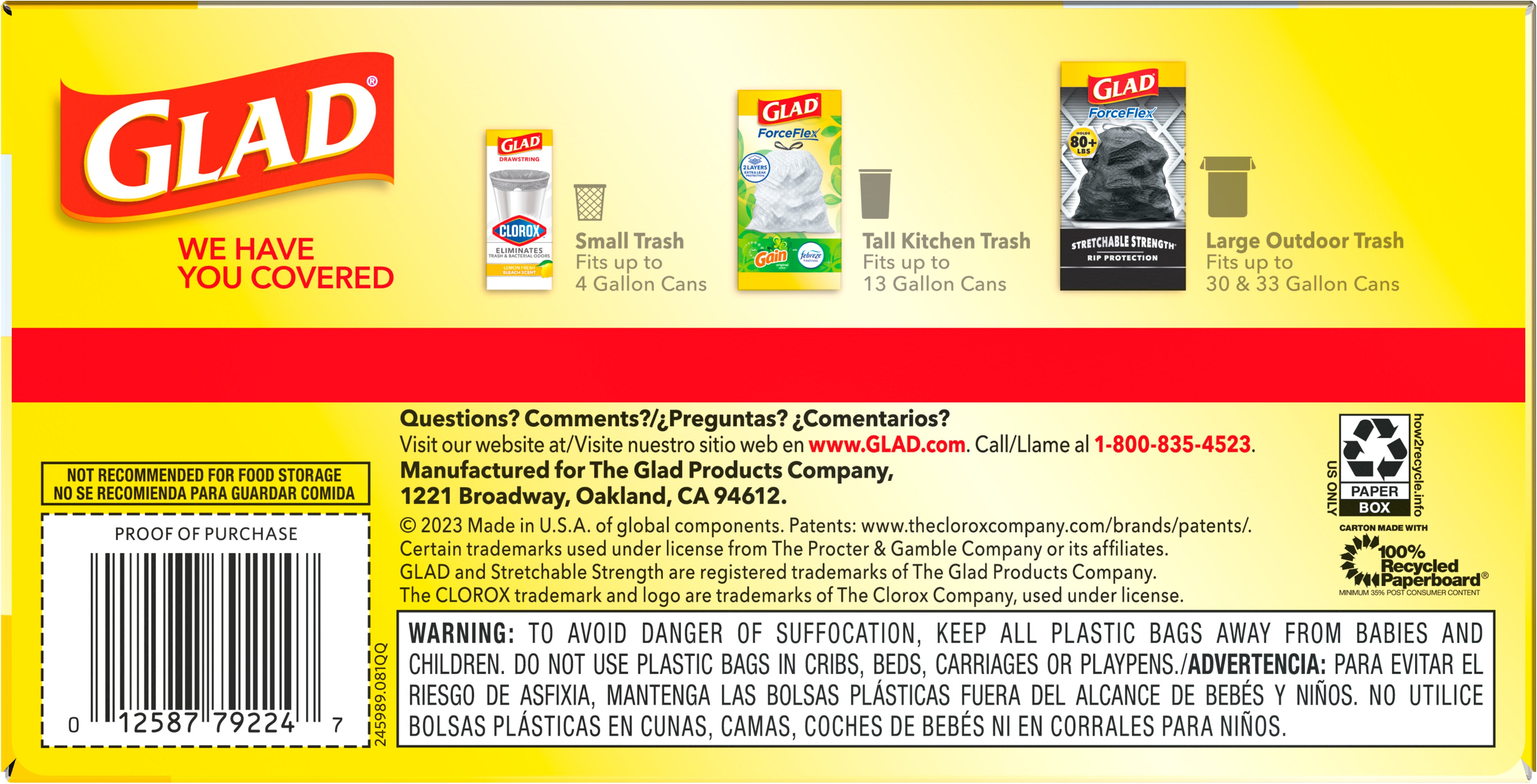 Glad ForceFlex Tall Kitchen Drawstring Trash Bags 13 Gallon Fragrance Free - 40ct/6pk