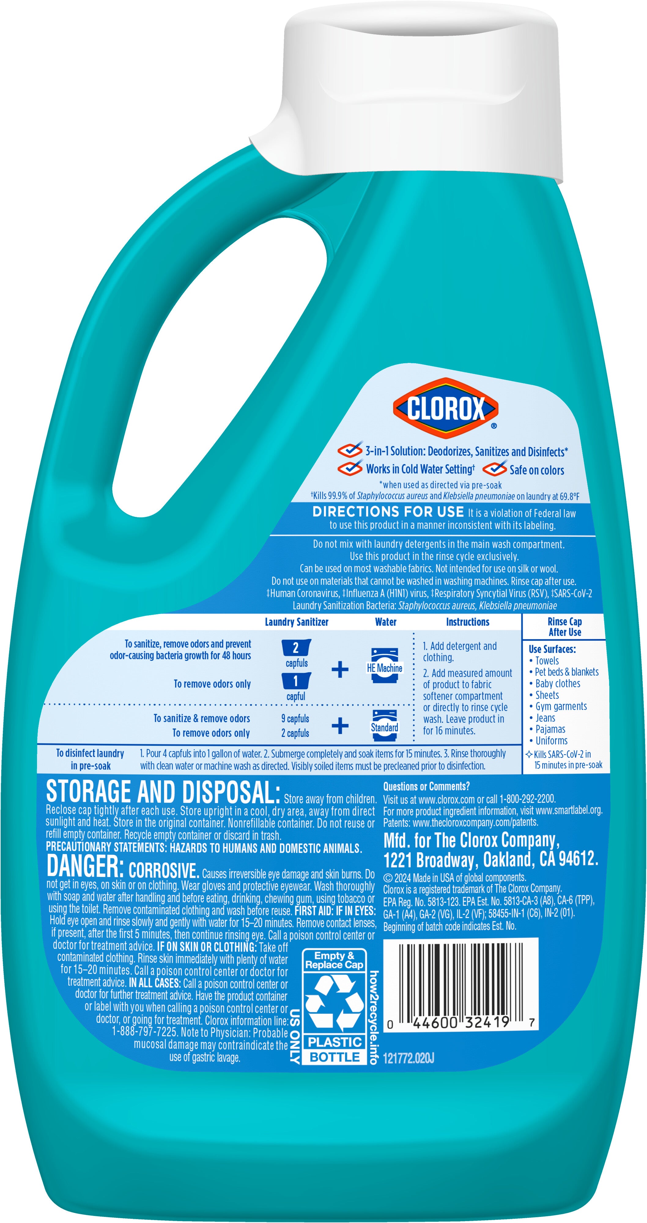 Clorox Laundry Sanitizer - 0% Bleach - Color Safe Clean Linen - 42oz/4pk