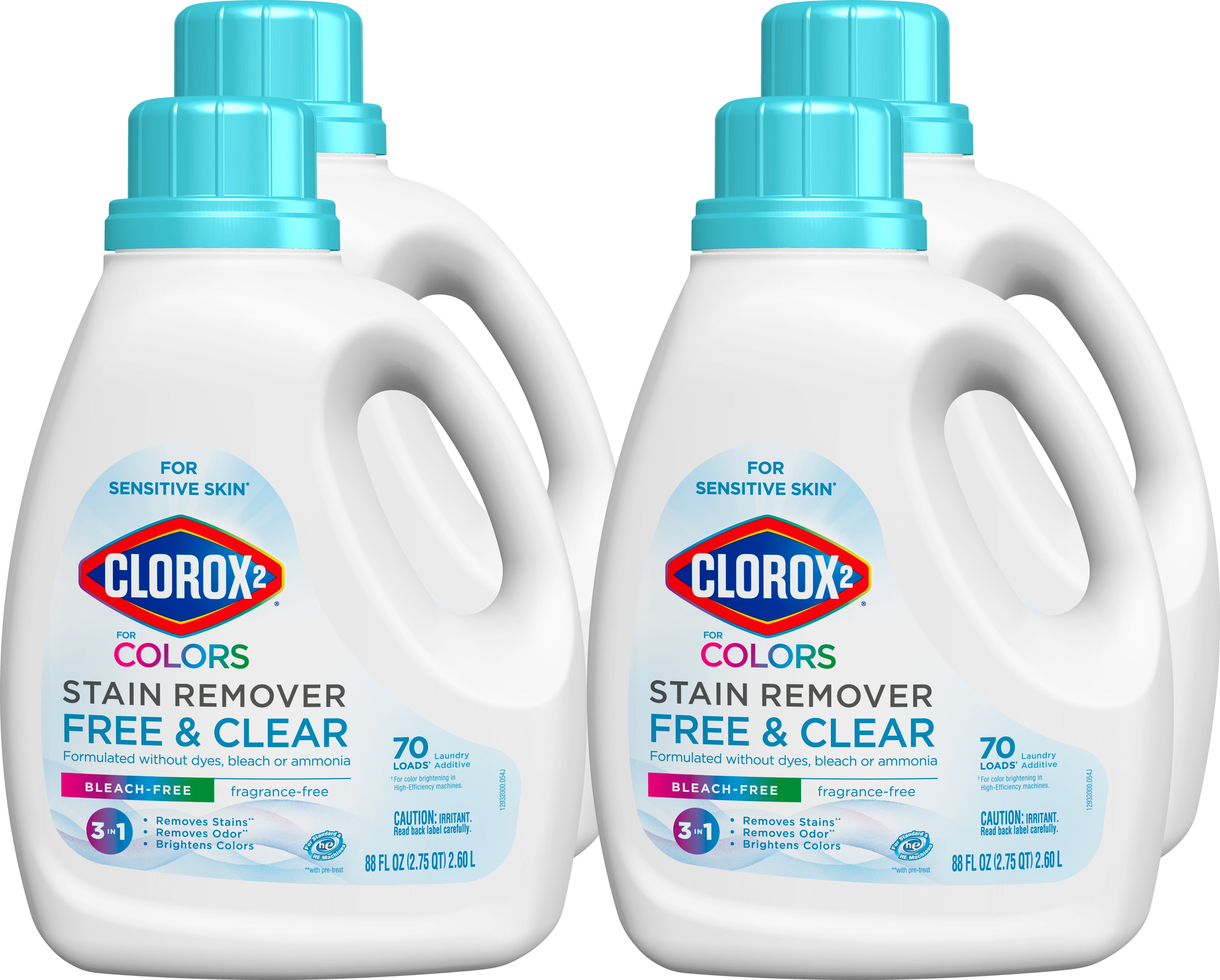 Clorox 2 for Colors Stain Remover and Laundry Additive Free and Clear - Bleach Free Fragrance Free - 88oz/4pk