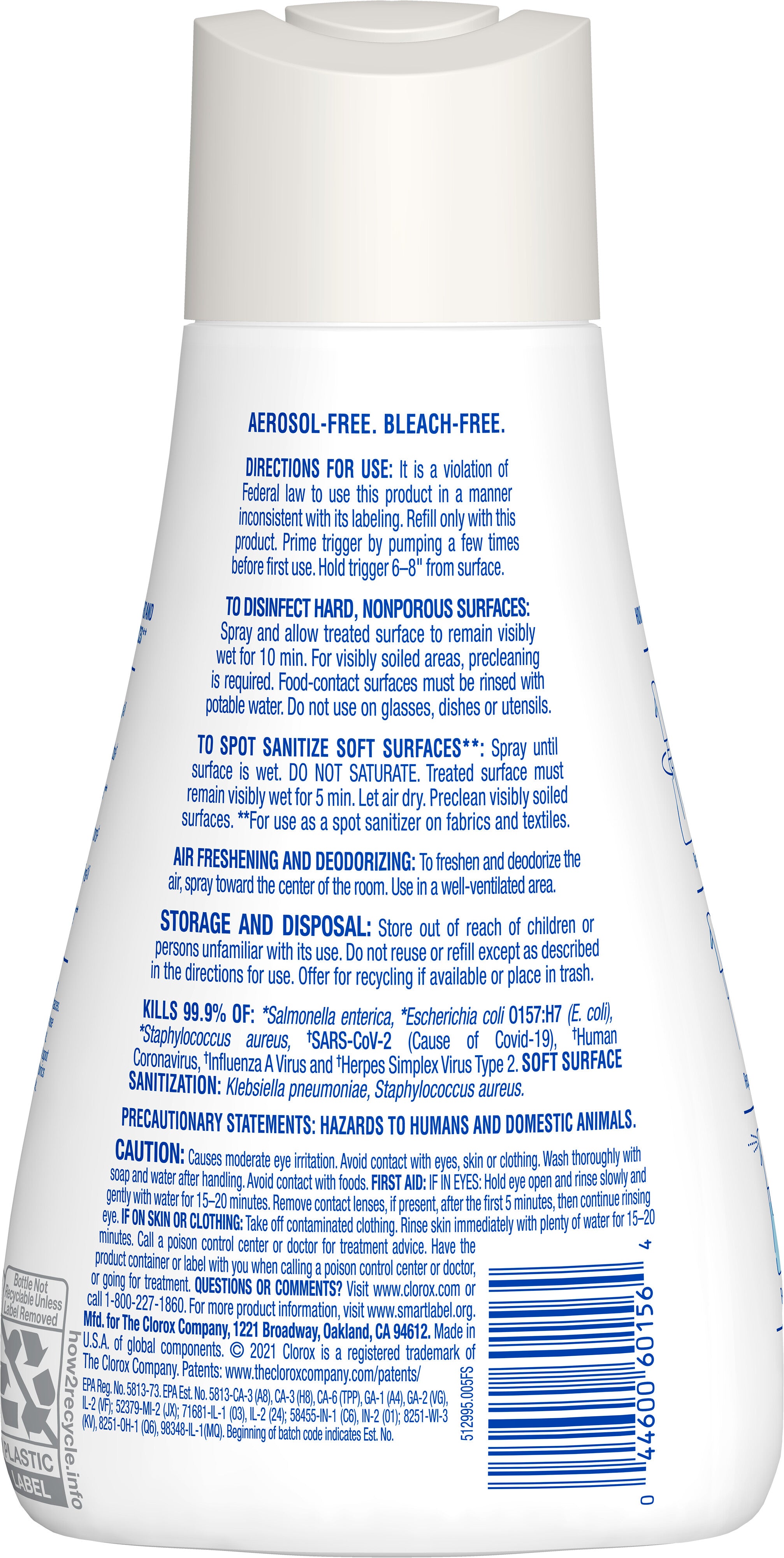 Clorox Disinfecting Mist Eucalyptus Peppermint Sanitizing and Antibacterial Spray Sanitizing Fabric and Deodorizing Refill - 16oz/6pk