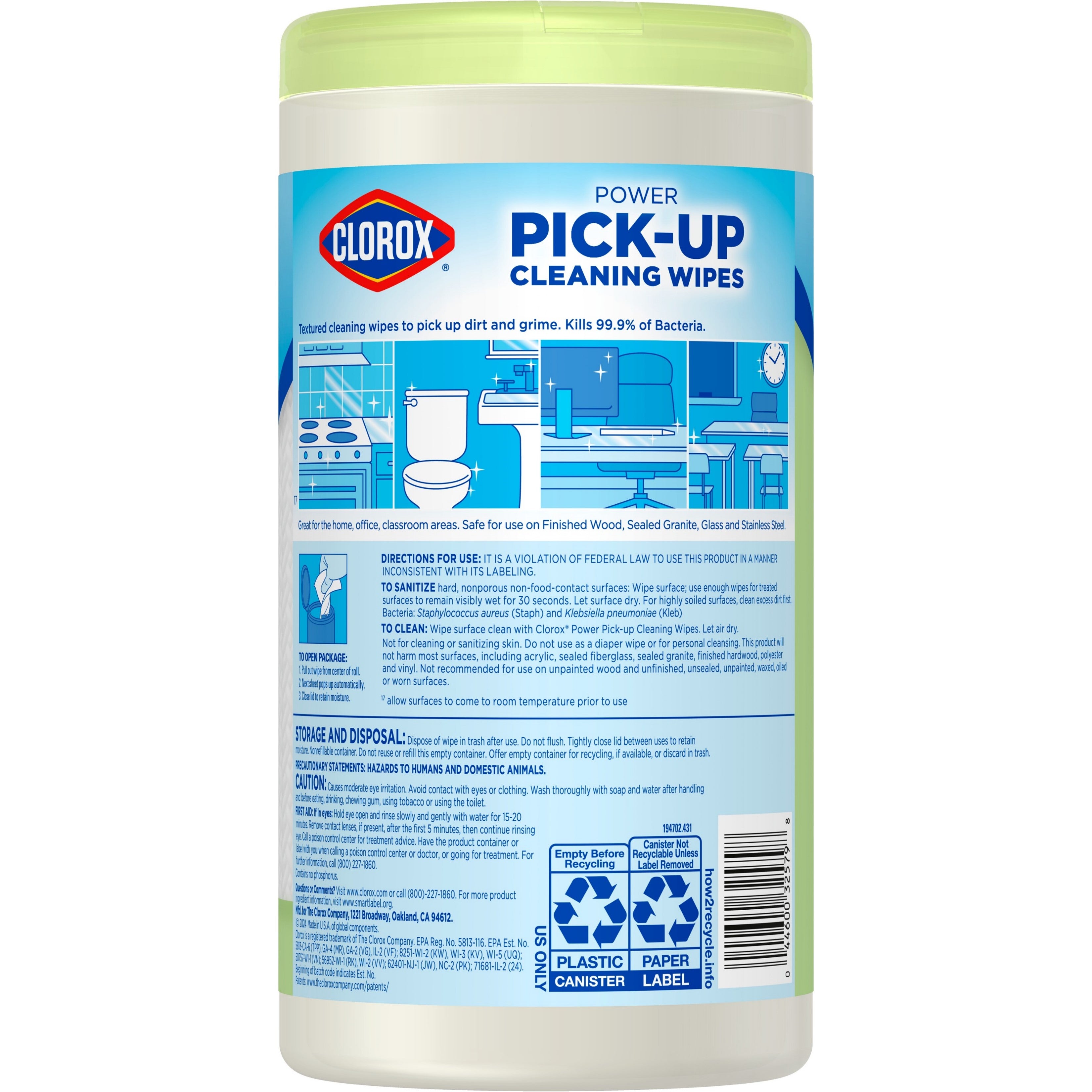 Clorox Power Pick-Up Cleaning Wipes 2 in 1 Paper Towel and Multipurpose Cleaner Jasmine - 75ct/6pk