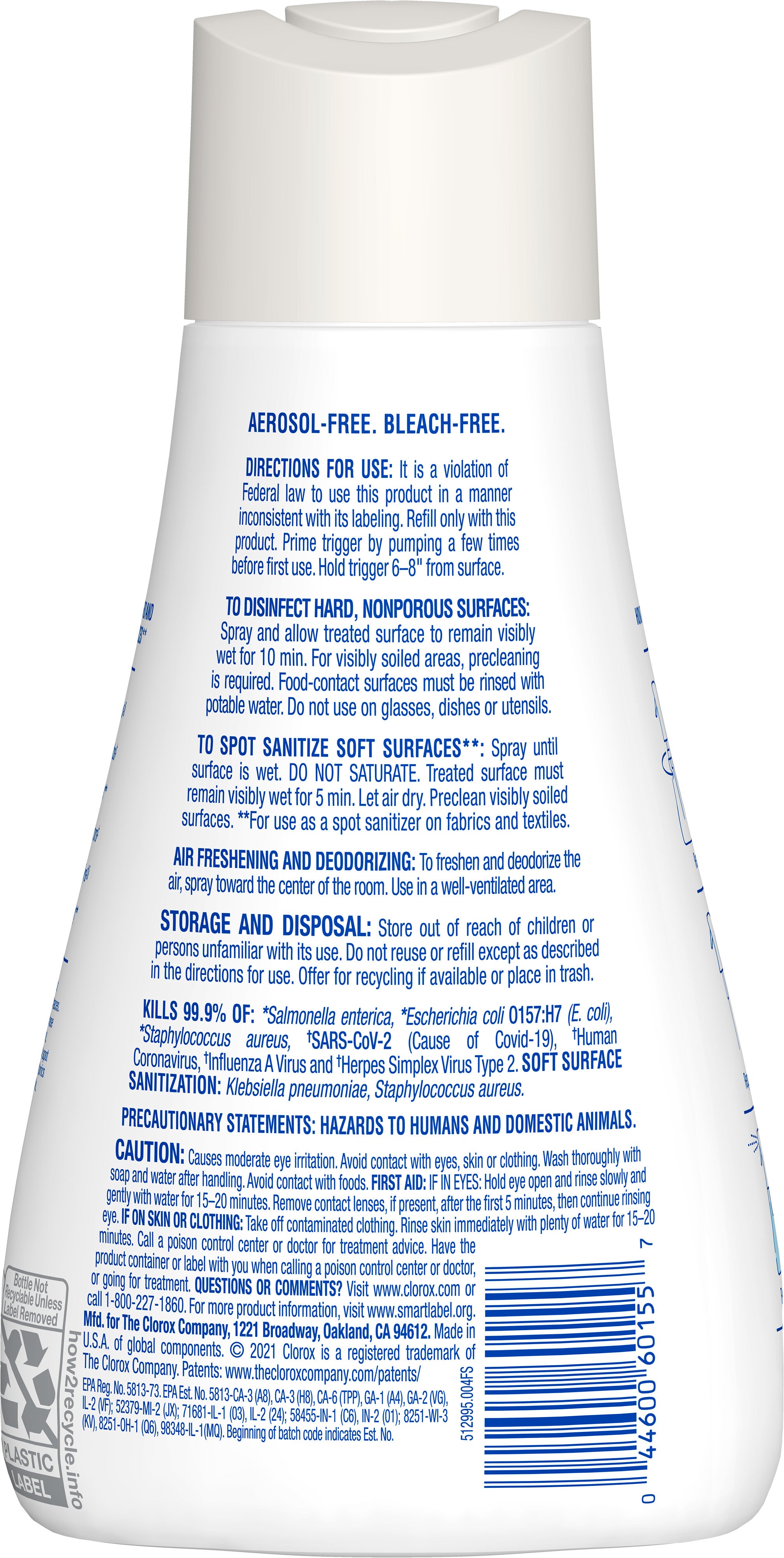 Clorox Disinfecting Mist Lemongrass Mandarin Sanitizing and Antibacterial Spray Sanitizing Fabric and Deodorizing Refill - 16oz/6pk