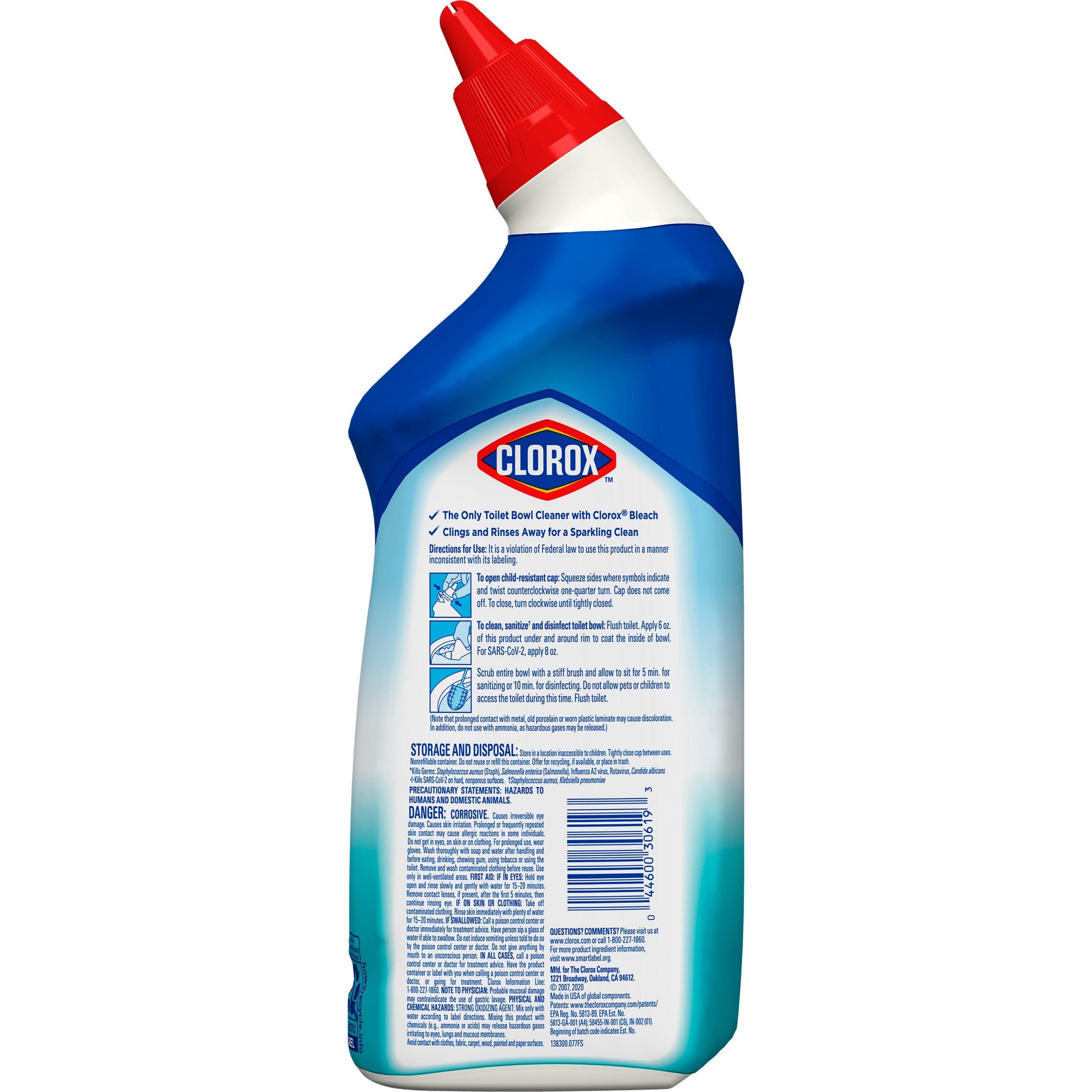 Clorox Toilet Bowl Cleaner Clinging Bleach Gel Ocean Mist - 24oz/6pk