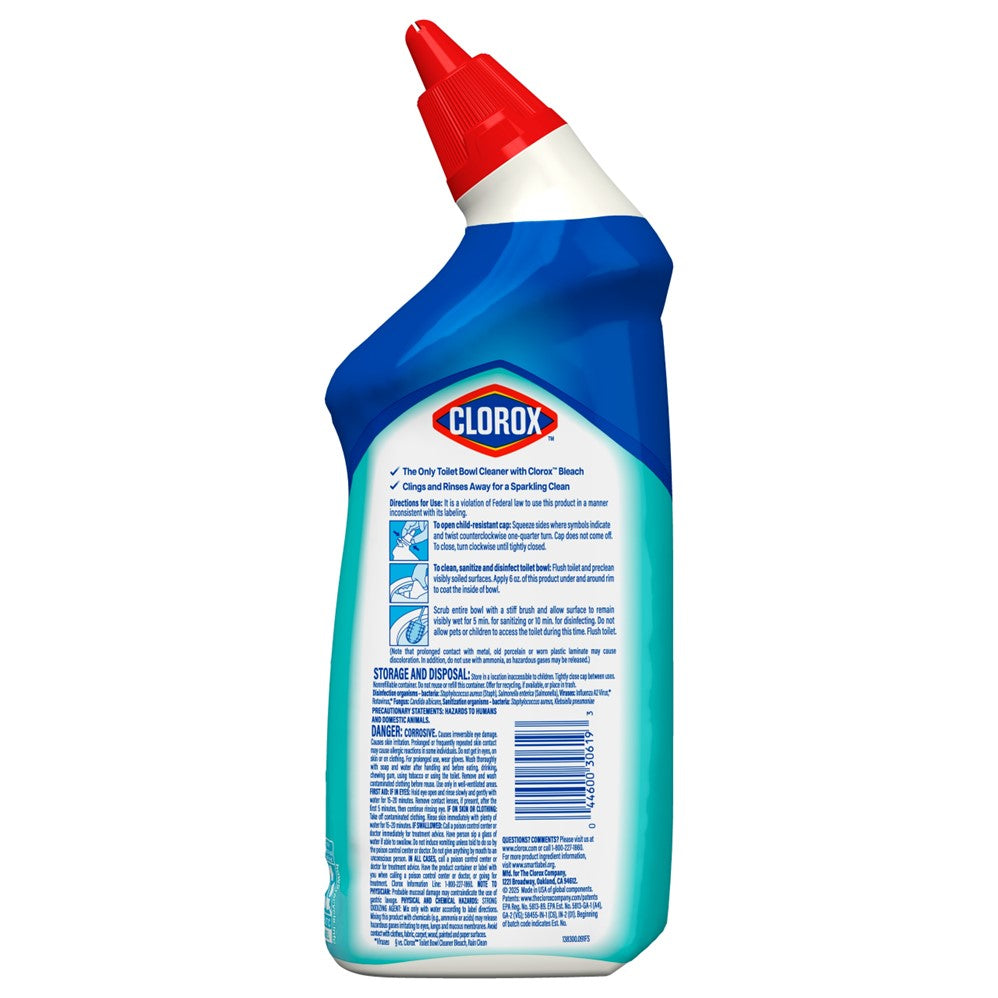 Clorox Toilet Bowl Cleaner Manual Clinging Bleach Gel - 24oz/6pk