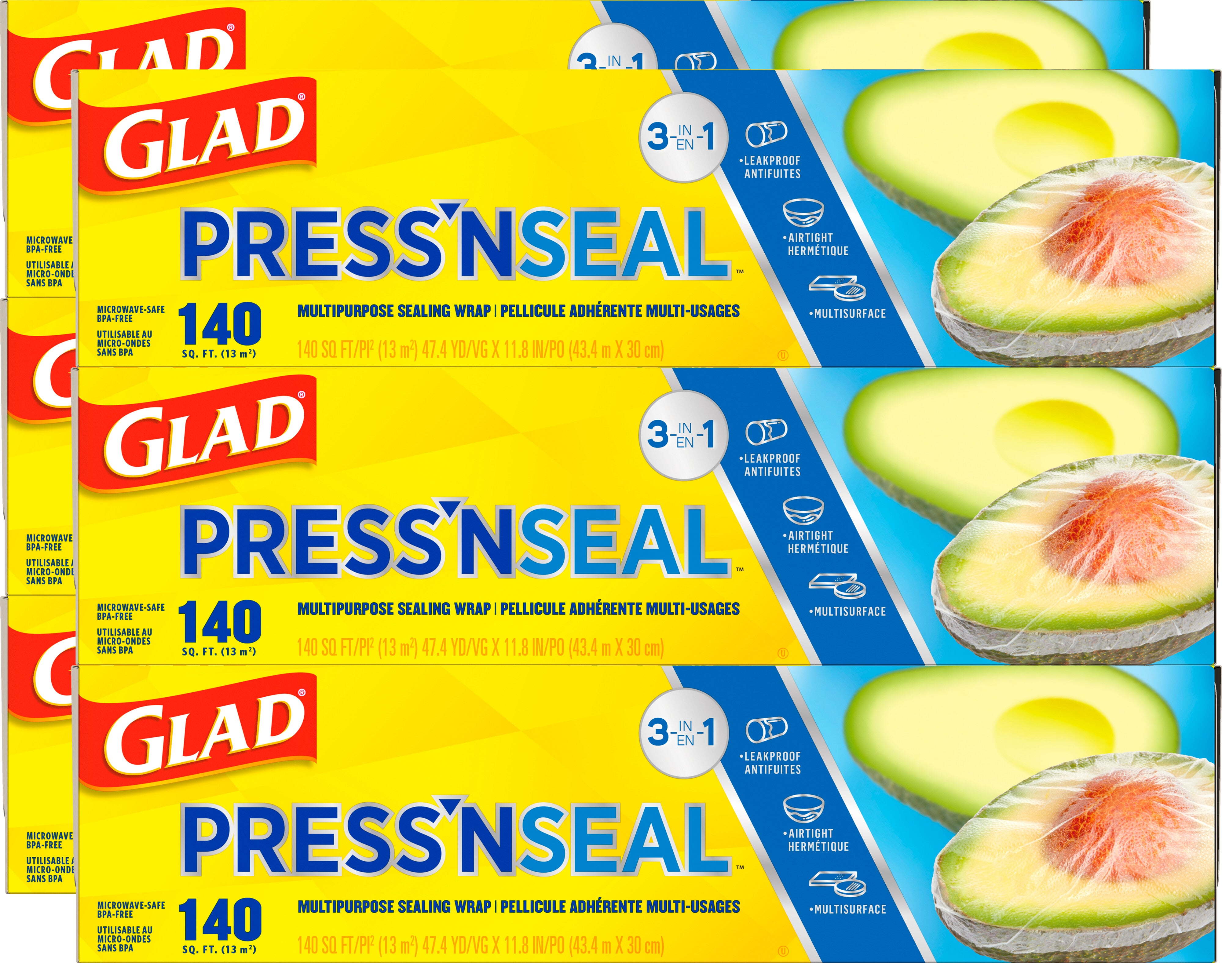 Glad Press'N Seal Food Plastic Wrap 140 Square Foot Roll - 1ct/6pk