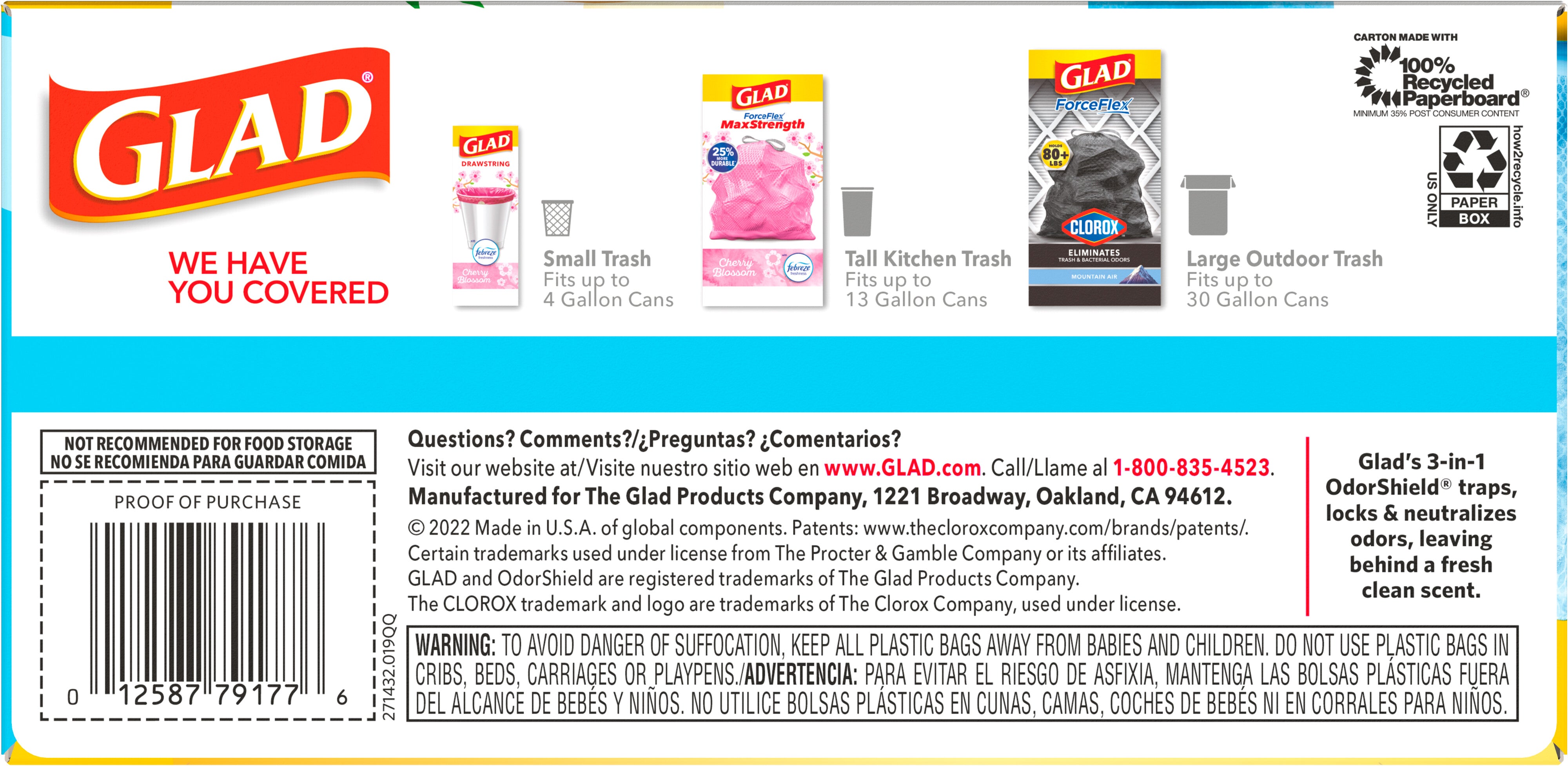 Glad ForceFlex MaxStrength Tall Kitchen Drawstring Trash Bags 13 Gallon Beachside Breeze with Febreze Freshness - 34ct/6pk