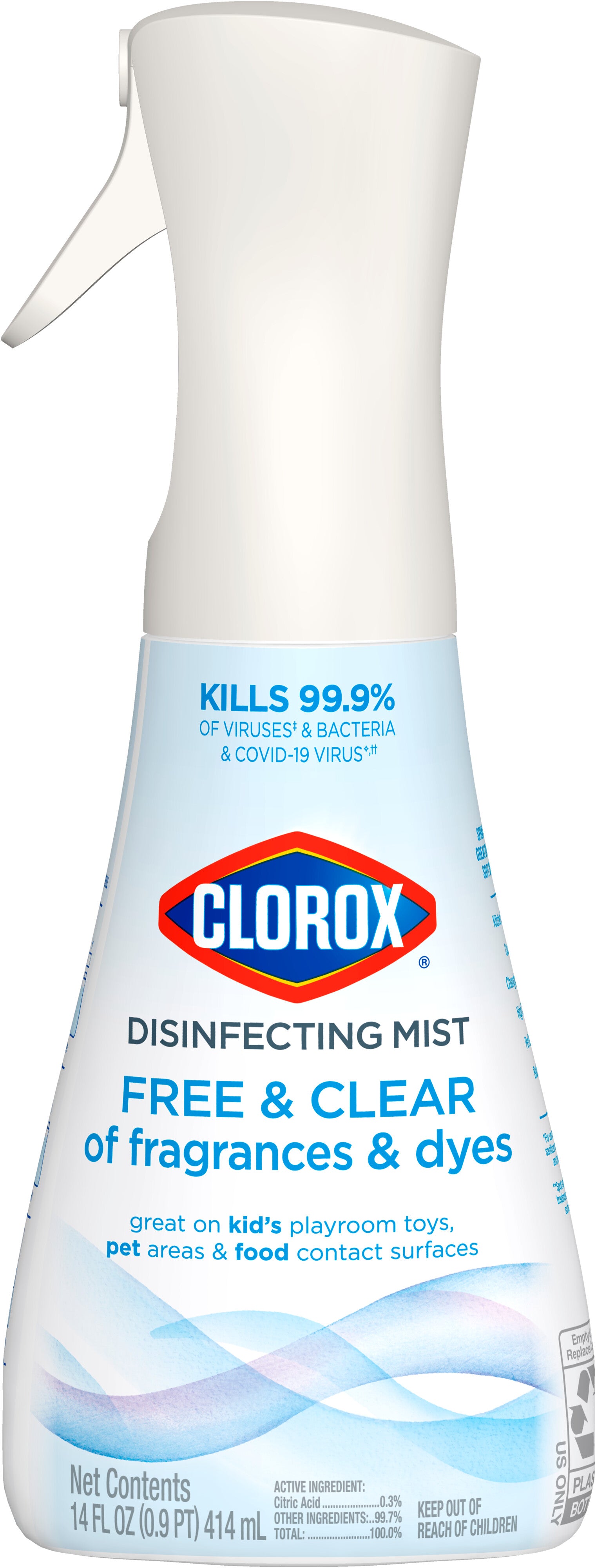 Clorox Free & Clear Disinfecting Mist Sanitizing and Antibacterial Disinfectant Spray Fragrance Free - 14oz/6pk