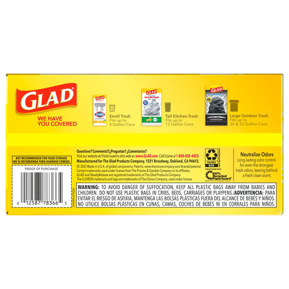 Glad Forceflex Drawstring Gain Lemon Zest Odor Shield 13 - 40ct/6pk