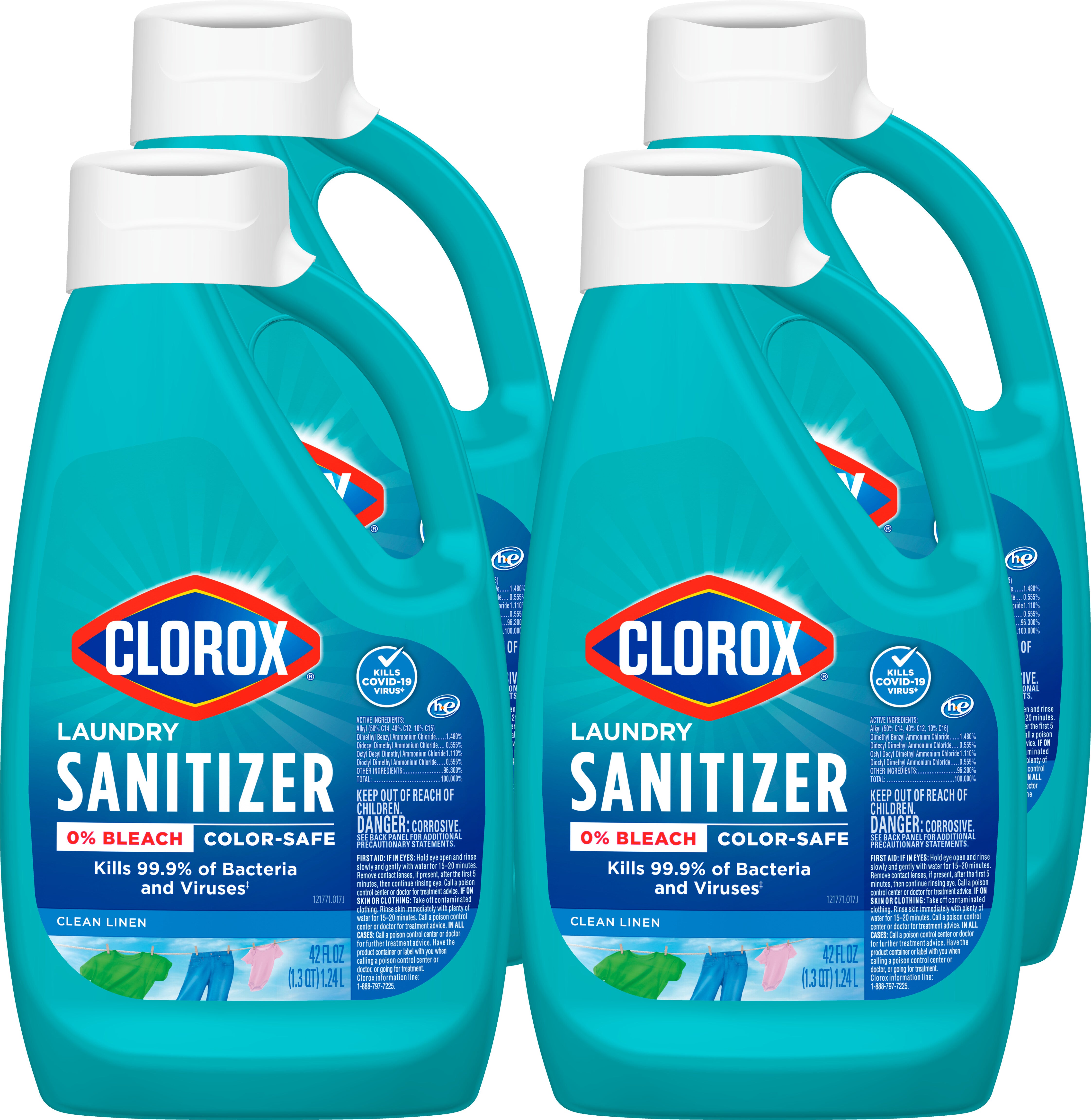 Clorox Laundry Sanitizer - 0% Bleach - Color Safe Clean Linen - 42oz/4pk