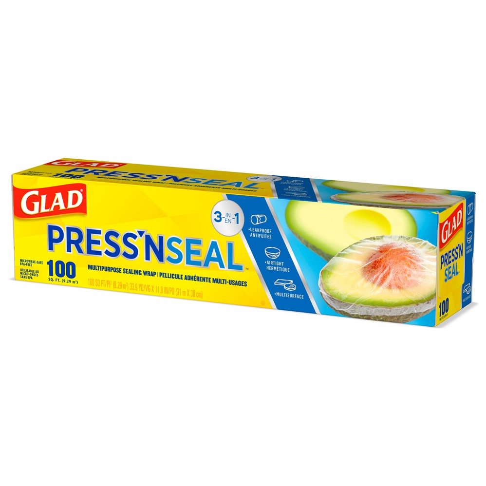 Glad Press'N Seal Food Plastic Wrap 100 Square Foot Roll - 1ct/3pk