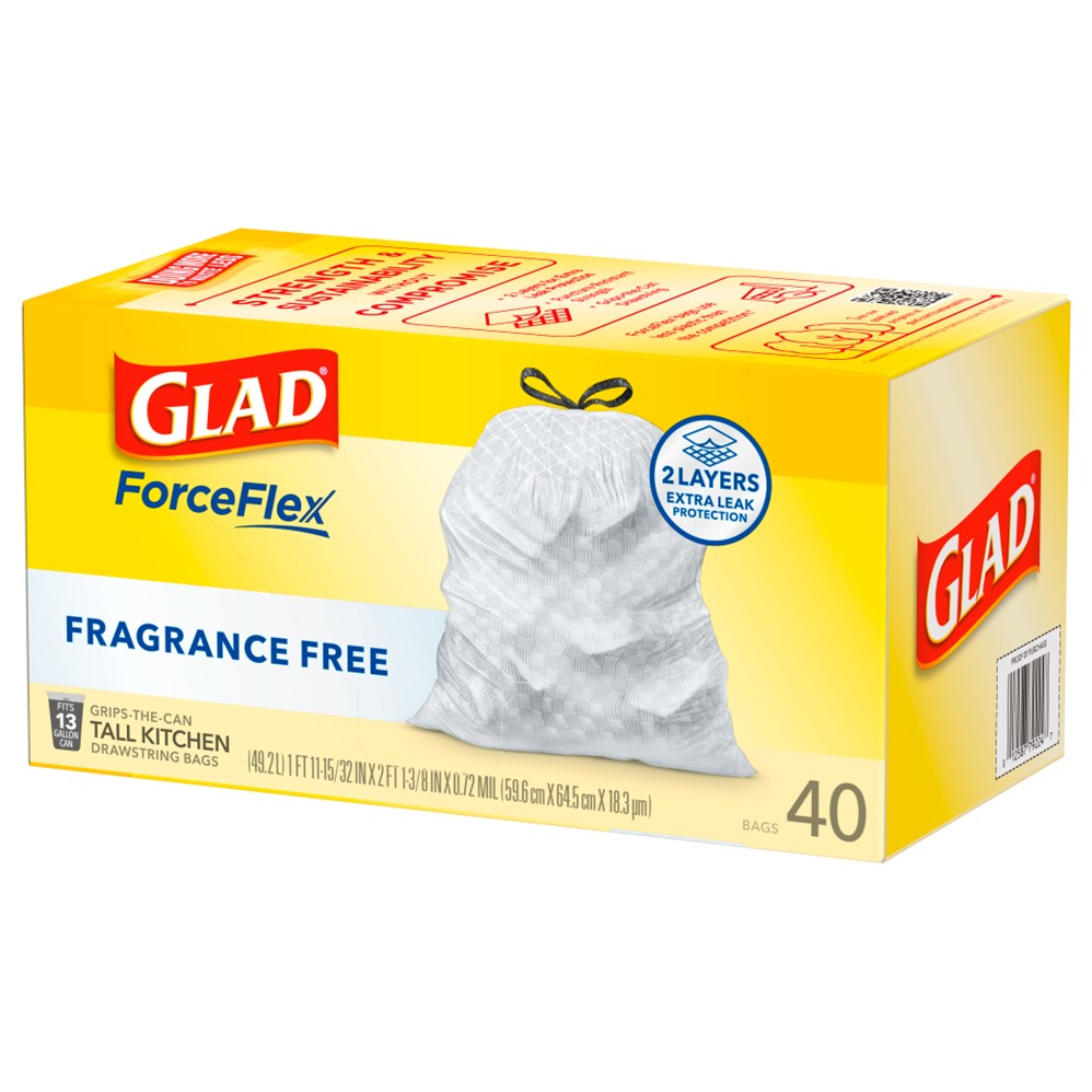 Glad Force Flex Drawstring 13 Gallon - 40ct/6pk