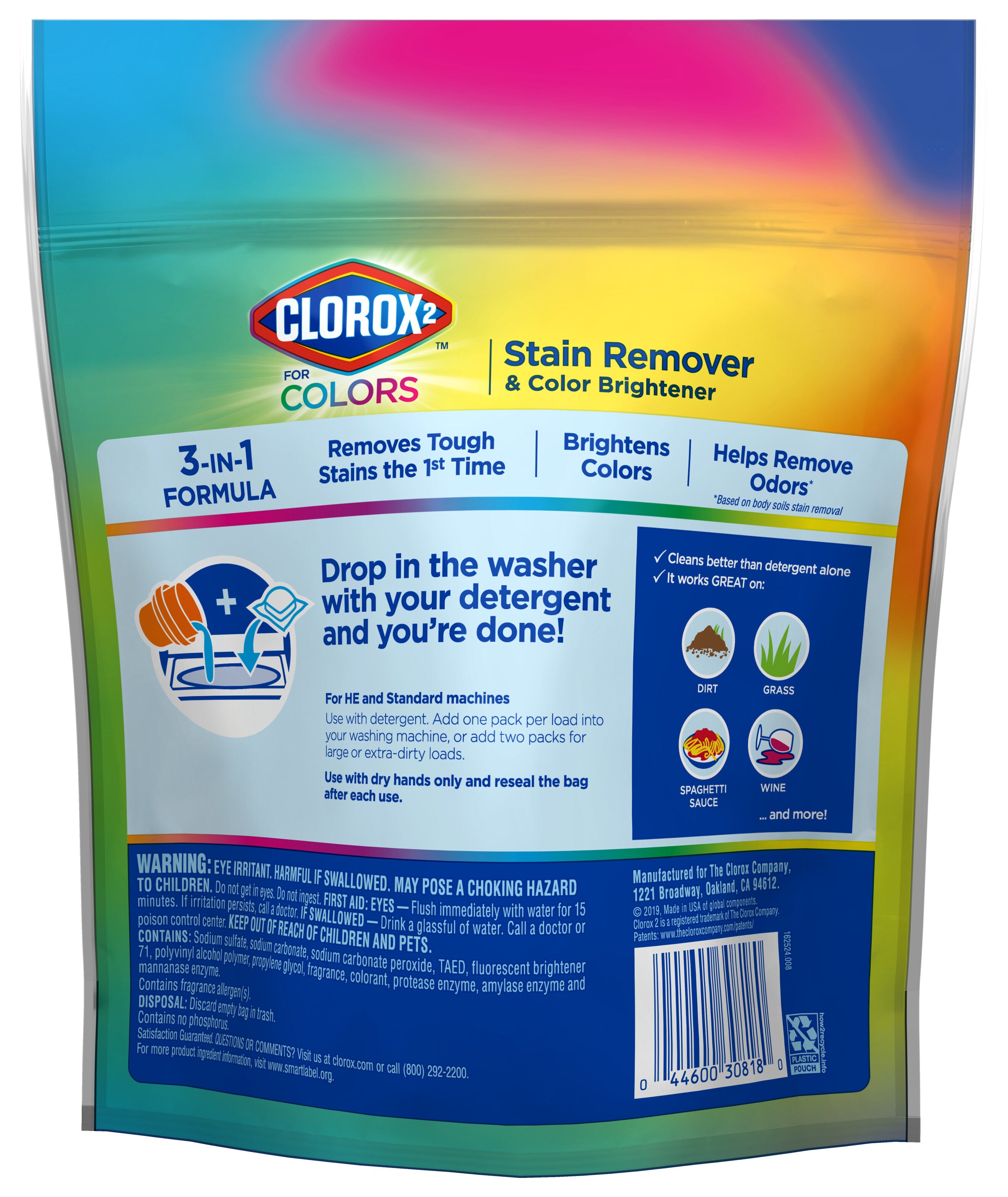 Clorox 2 for Colors - Stain Remover and Color Brightener Packs - 40ct/6pk