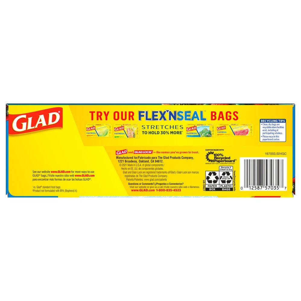 Glad Freezer Zipper Quart - 20ct/12pk