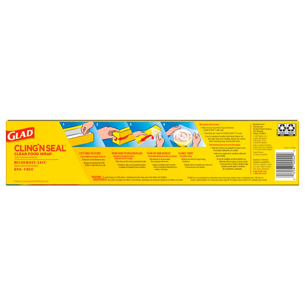Glad Cling'N Seal Plastic Food Wrap 300 Square Foot Roll - 1ct/9pk