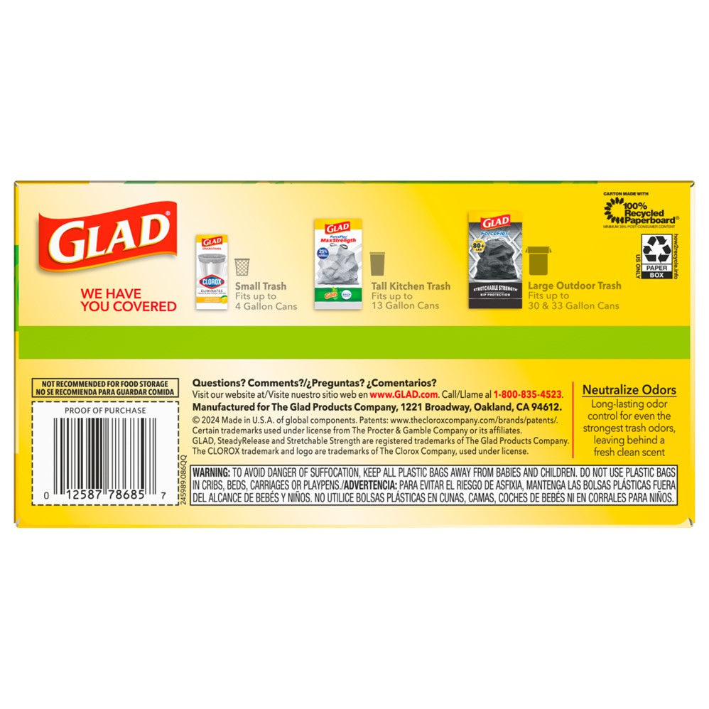Glad Tall Kitchen Drawstring Gain Original Odor Shield 13 Gallon - 40ct/6pk