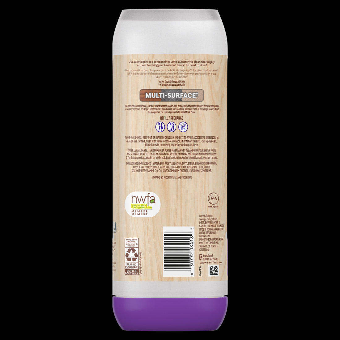 Swiffer Power Mop Wood Refill Solution QuickDry Hardwood Floor Cleaner Lemon Scent - 25.3oz/6pk