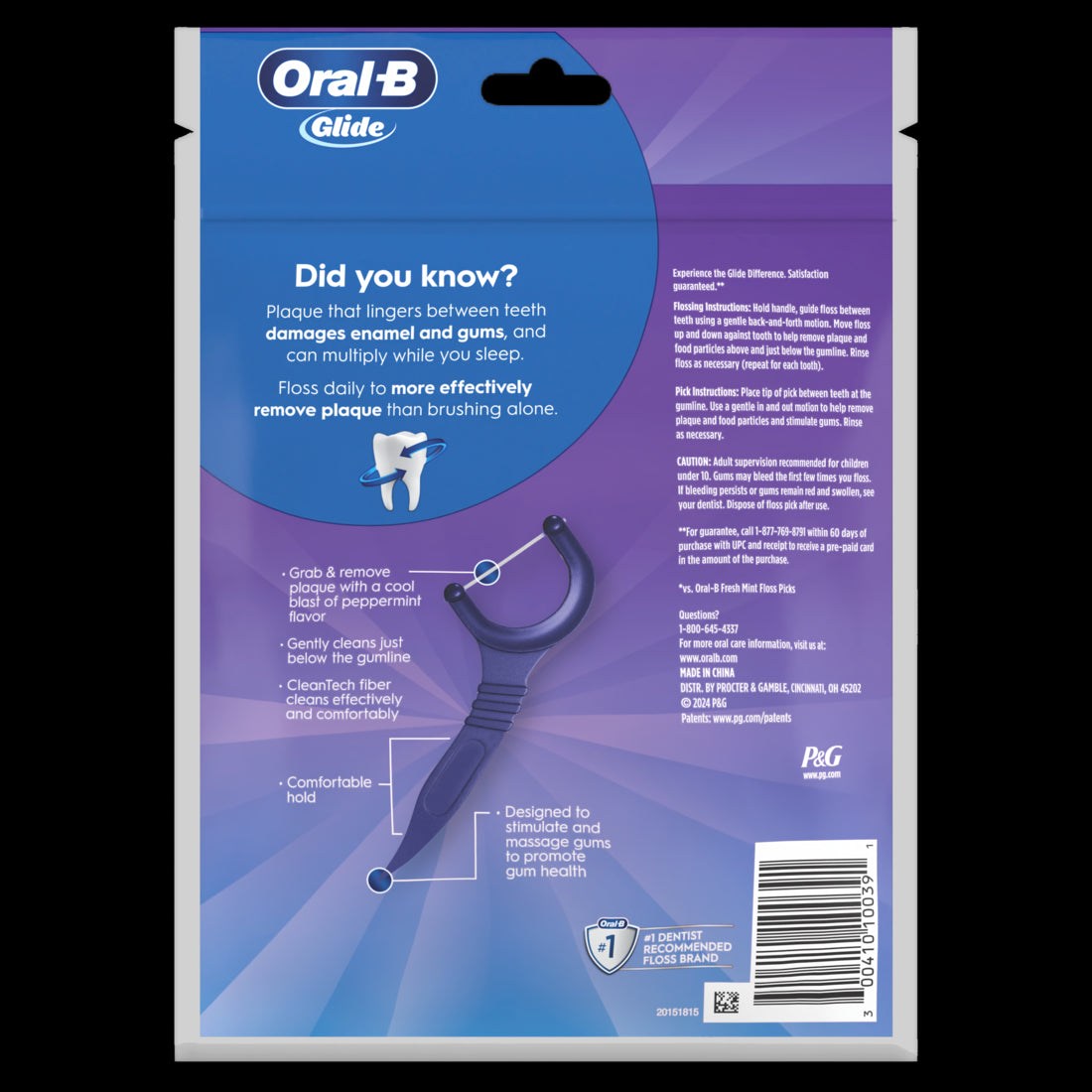 Oral-B Glide 3D White Dental Floss Picks Radiant Mint - 75ct/48pk