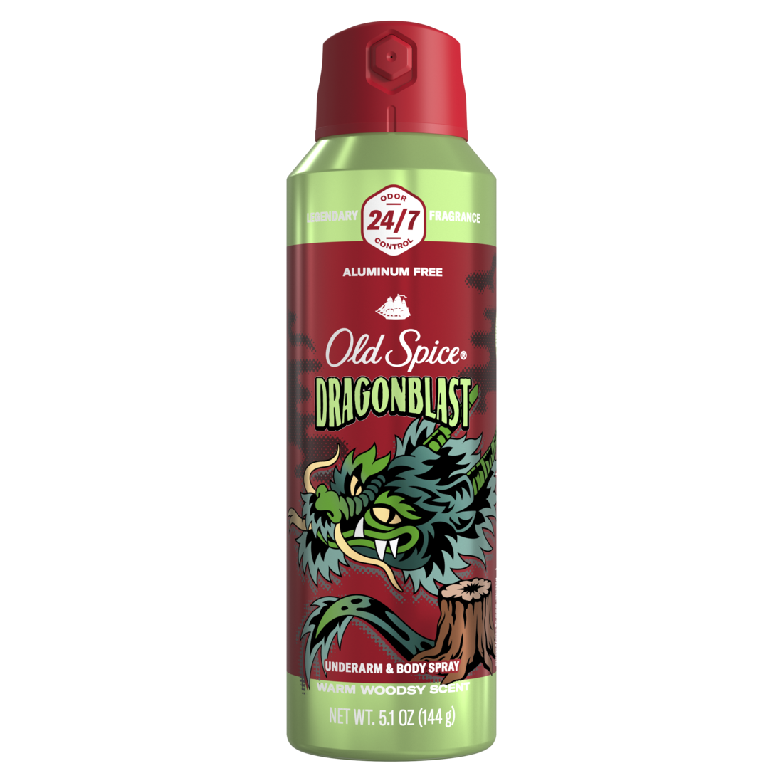 Old Spice Aluminum Free Deodorant For Men 24/7 Freshness Body Spray Long Lasting Odor Protection Cologne Quality Fragrance Dragonblast Warm Woodsy Scent - 5.1oz/12pk