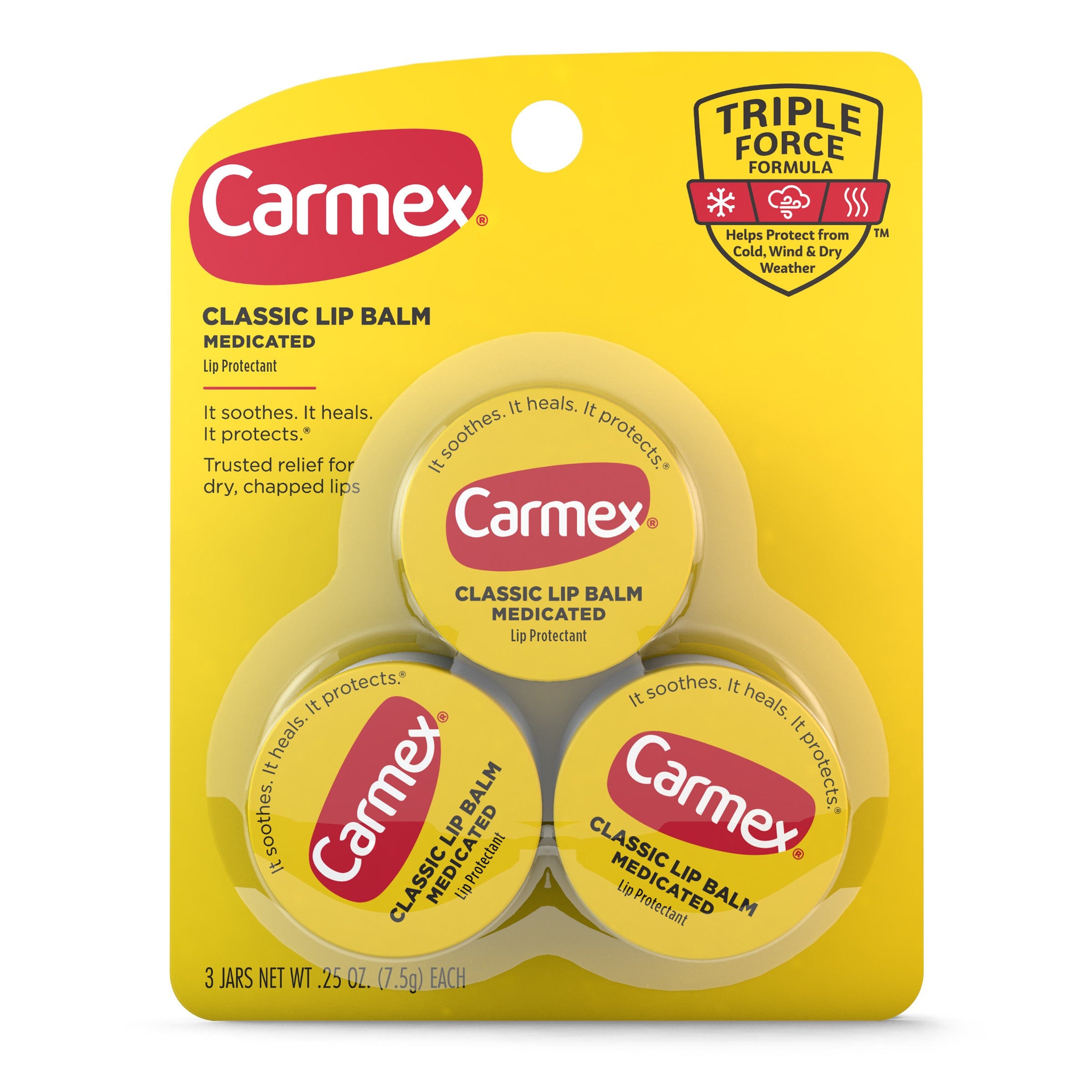 Carmex Original Flavor Blister Pack Jar 3-Pack - (3x0.25)oz/12pk