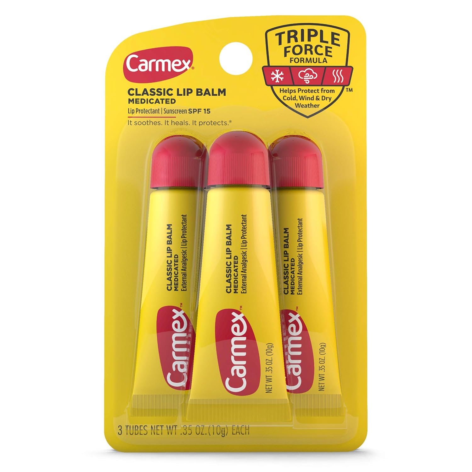 Carmex Original Flavor Blister Pack Squeeze Tube 3-Pack - (3x0.35)oz/12pk