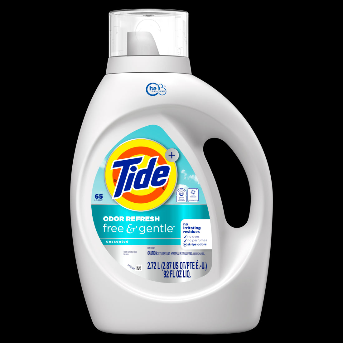 Tide Free and Gentle Odor Refresh Laundry Detergent Liquid 65 Count Hypoallergenic Laundry Detergent - 92oz/4pk