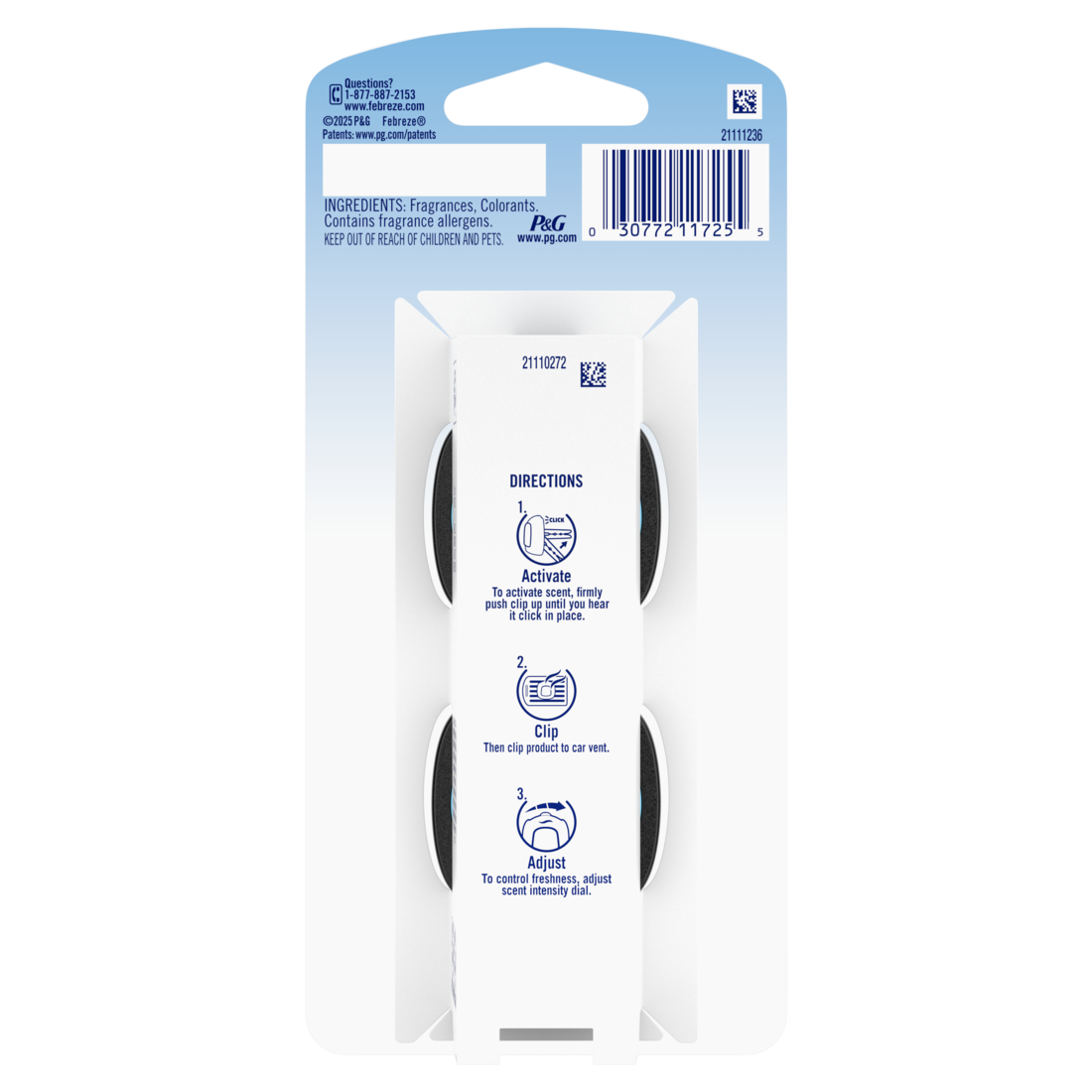 Febreze Auto Air Freshener Odor-Fighting Automotive Vent Clip Cactus Flower Scent - (2x0.07)oz/8pk