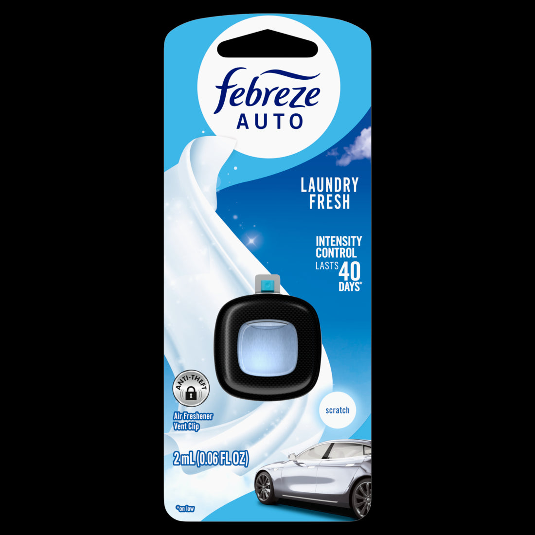 Febreze AUTO Air Freshener Odor-Fighting Automotive Vent Clip Laundry Fresh Scent - 1ct/8pk