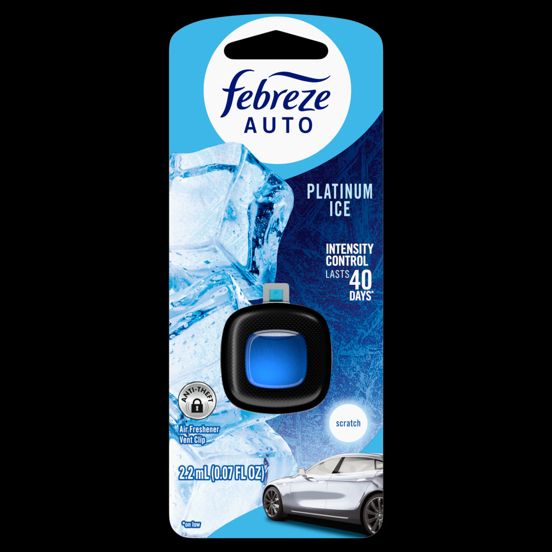 Febreze AUTO Air Freshener Odor-Fighting Automotive Vent Clip Platinum Ice Scent - 1ct/8pk