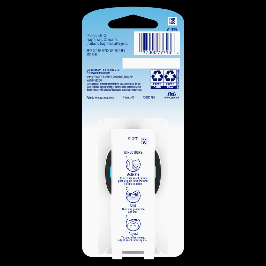 Febreze AUTO Air Freshener Odor-Fighting Automotive Vent Clip Unstopables Fresh Scent - 1ct/8pk