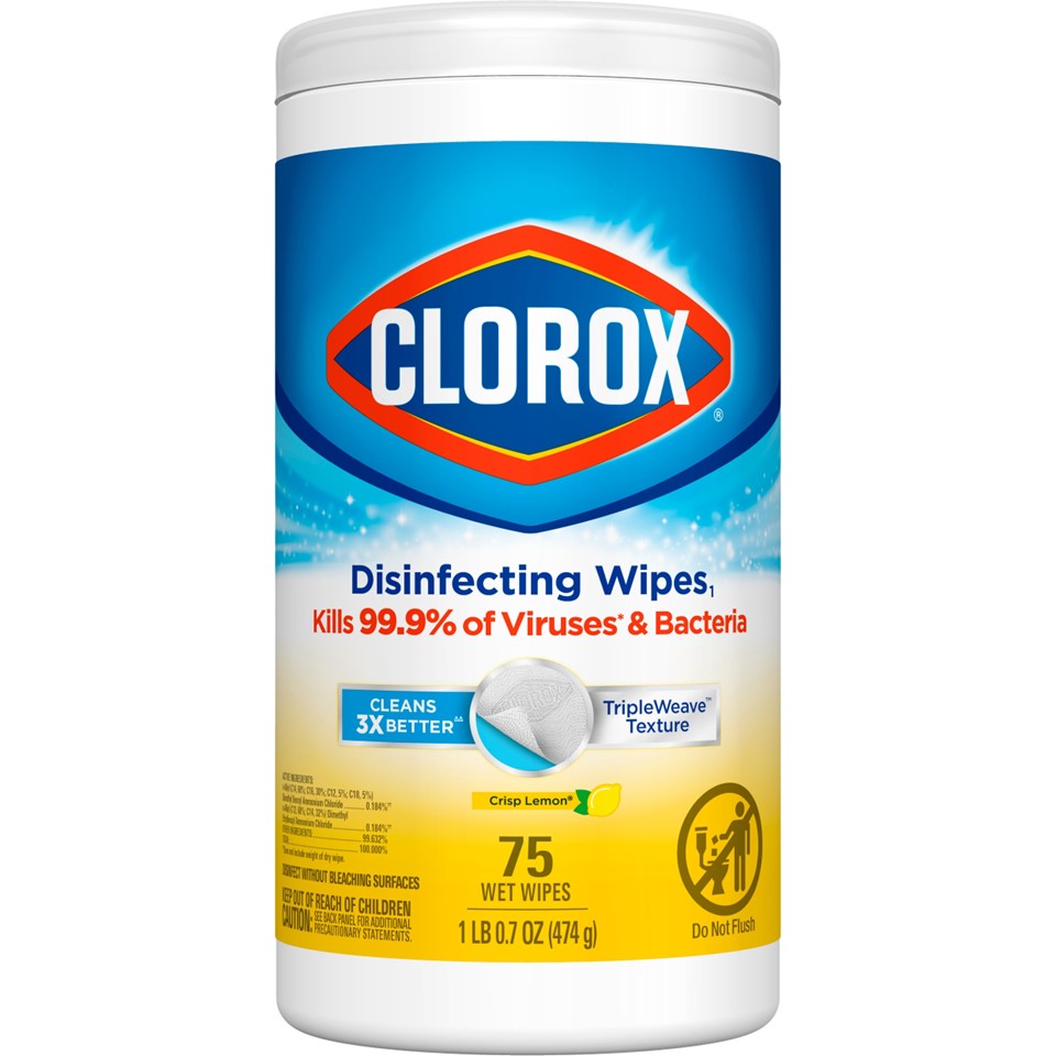 Clorox Disinfecting Wipes Bleach Free Cleaning Wipes Crisp Lemon - 75ct/6pk