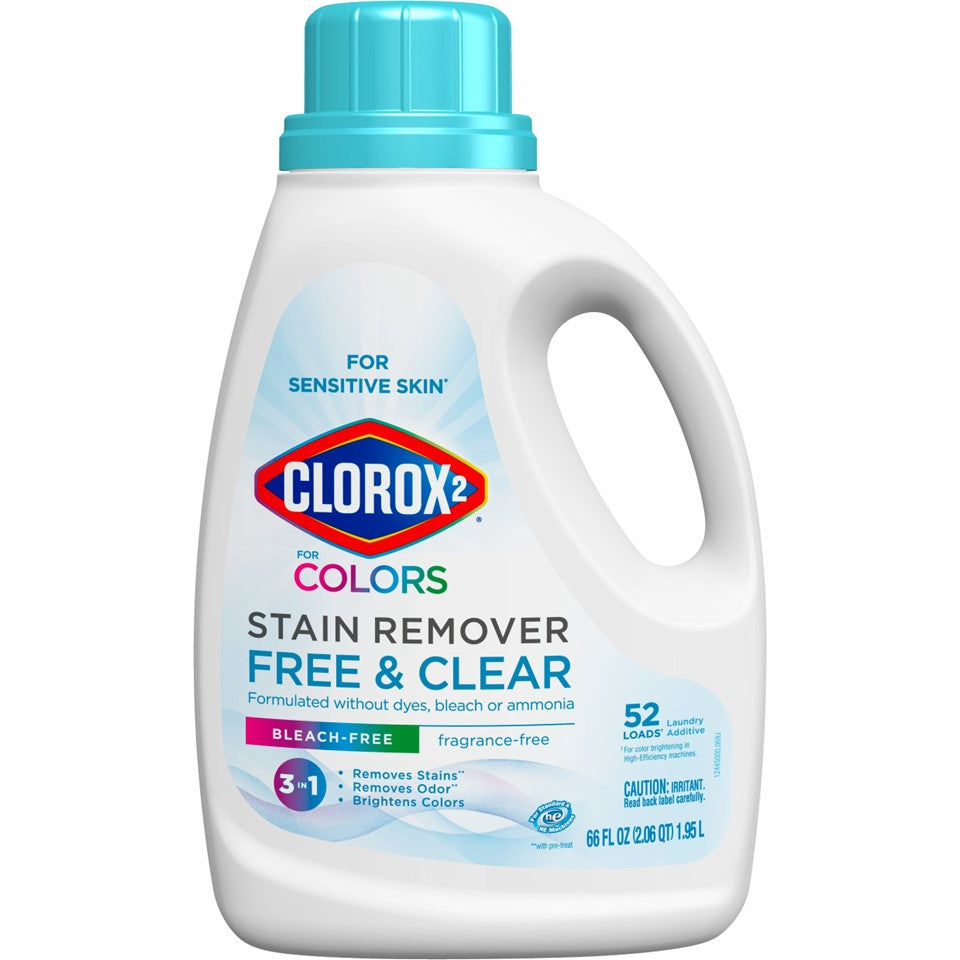Clorox 2 for Colors Stain Remover and Laundry Additive Free and Clear - Bleach Free Fragrance Free - 66oz/4pk