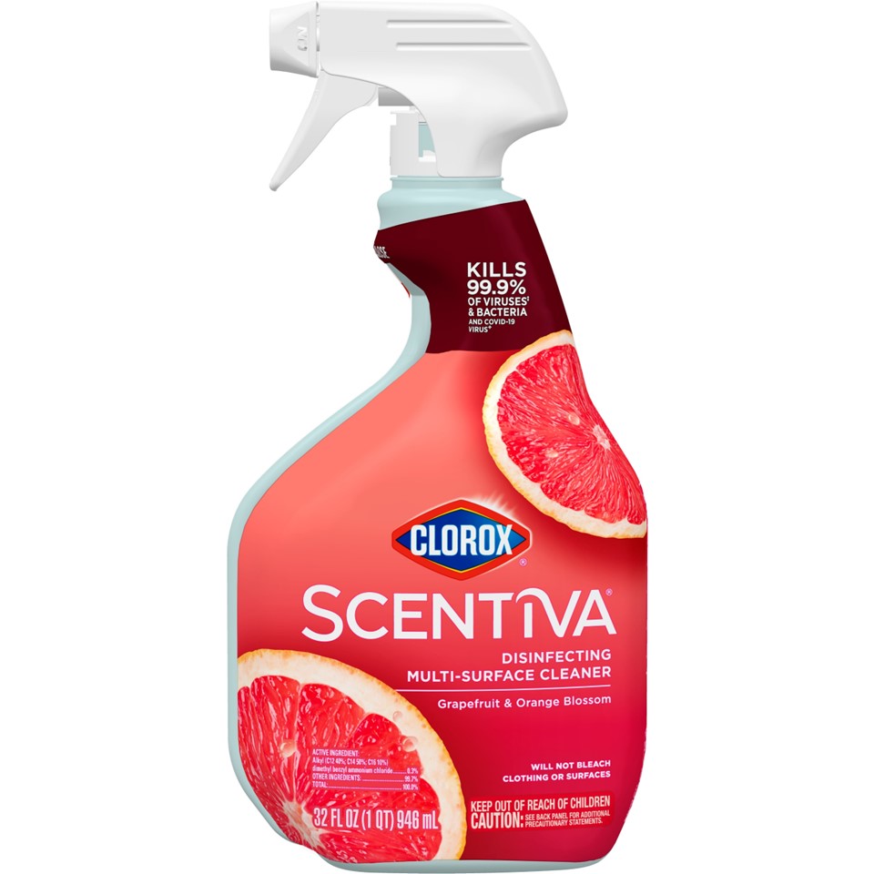 Clorox Scentiva Disinfecting Multi-Surface Cleaner Spray Bottle - Bleach Free - Grapefruit and Orange Blossom - 32oz/9pk