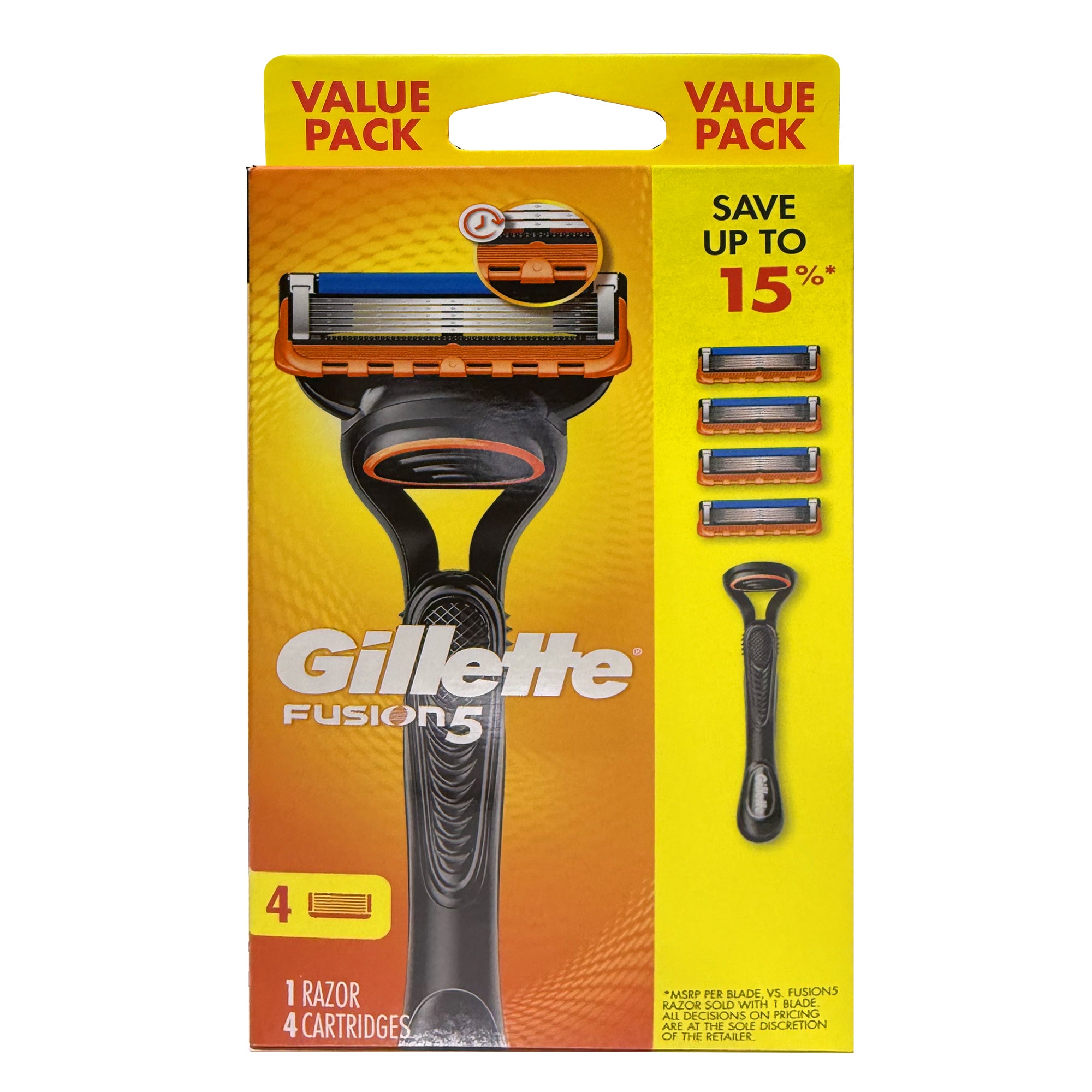 Gillette Fusion 5 Men's Razor Handle + 4 Blade Refill - 6pk