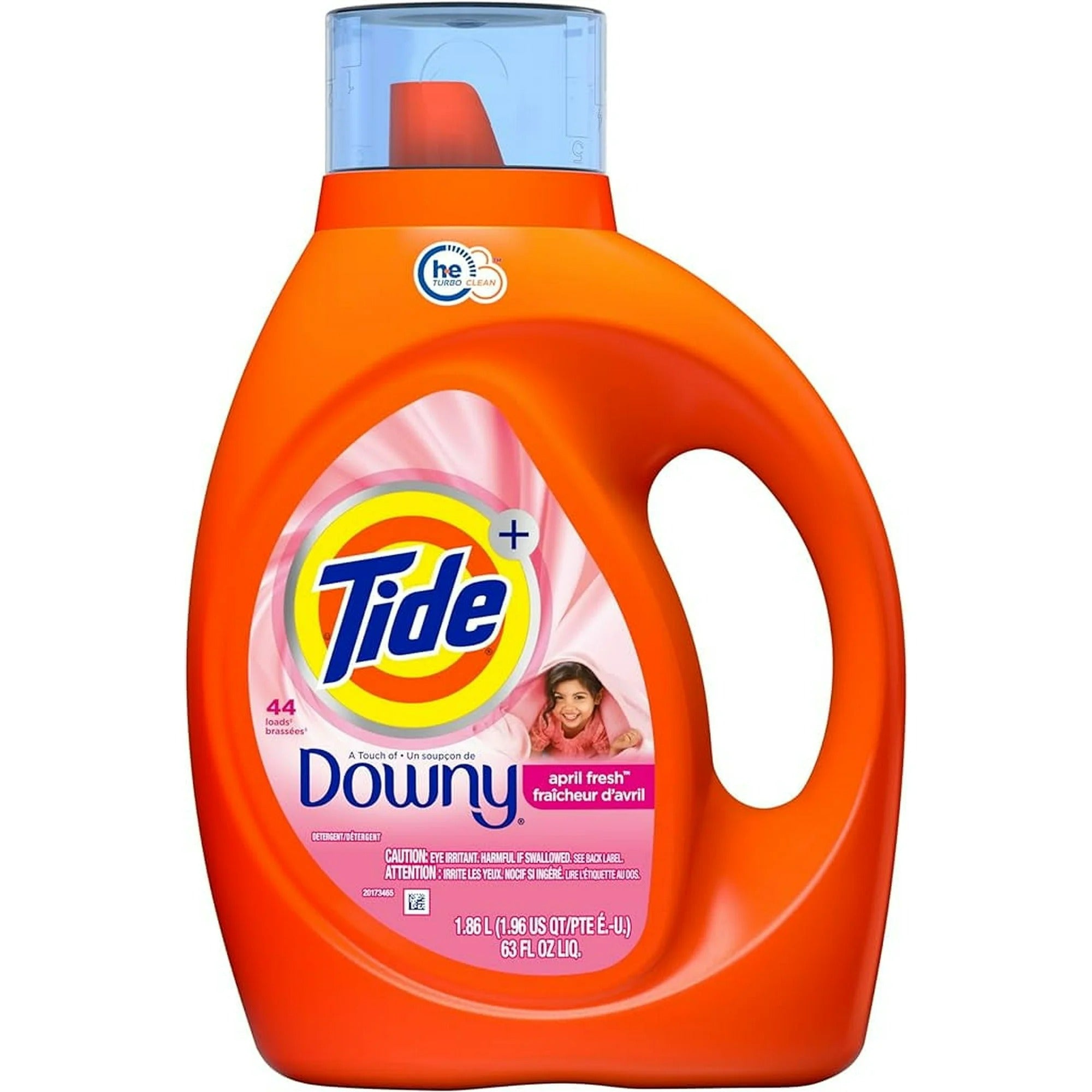 Tide plus Downy Liquid Laundry Detergent HE Compatible April Fresh Scent 44 loads - 63oz/4pk