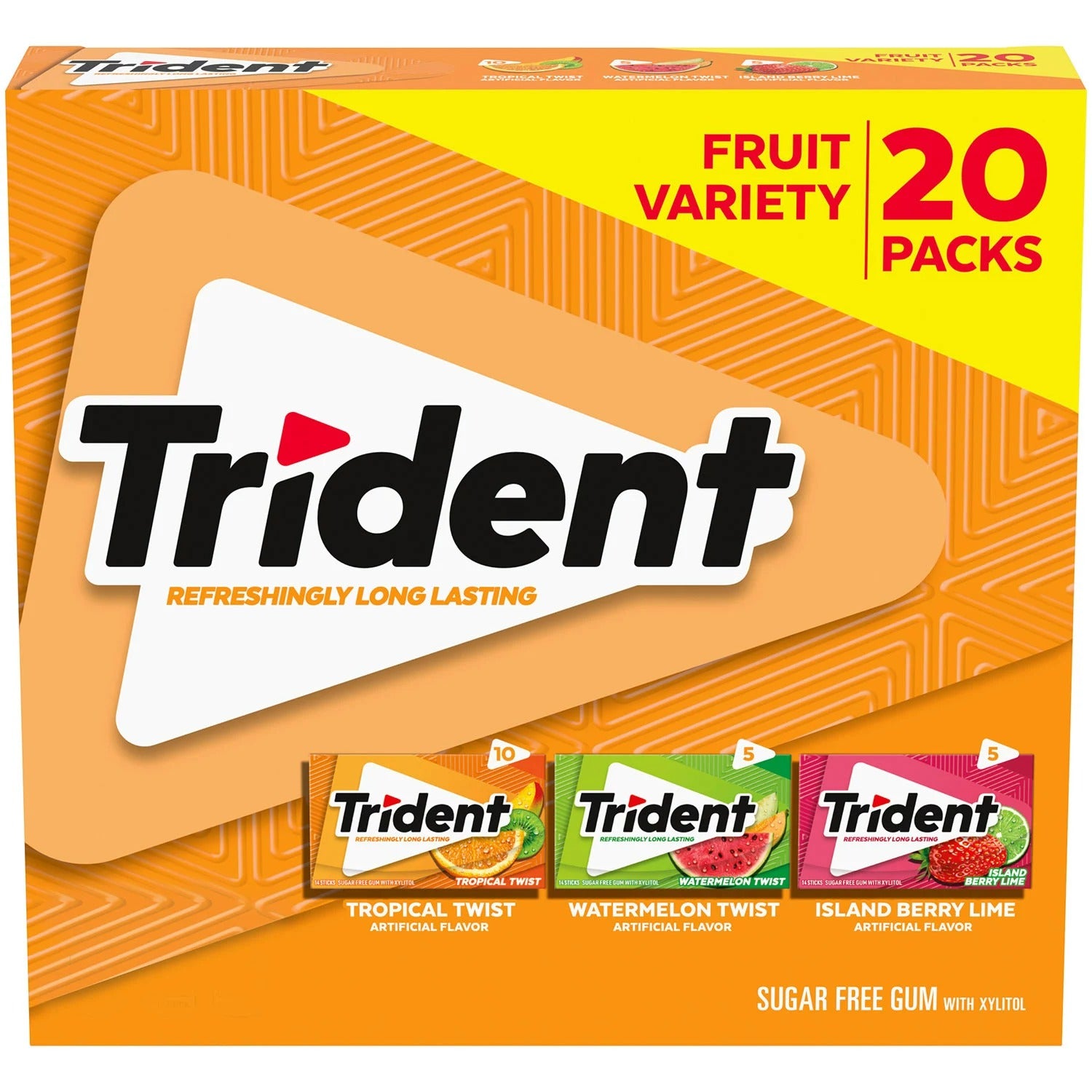 Trident Fruit Sugar Free Gum Variety Pack - 20ct/1pk