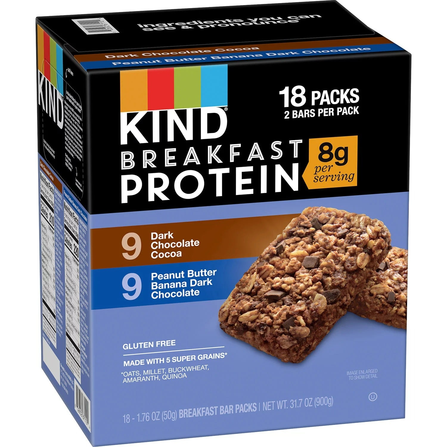 KIND Breakfast Protein Bars Variety Pack - (18x1.76)oz/1pk