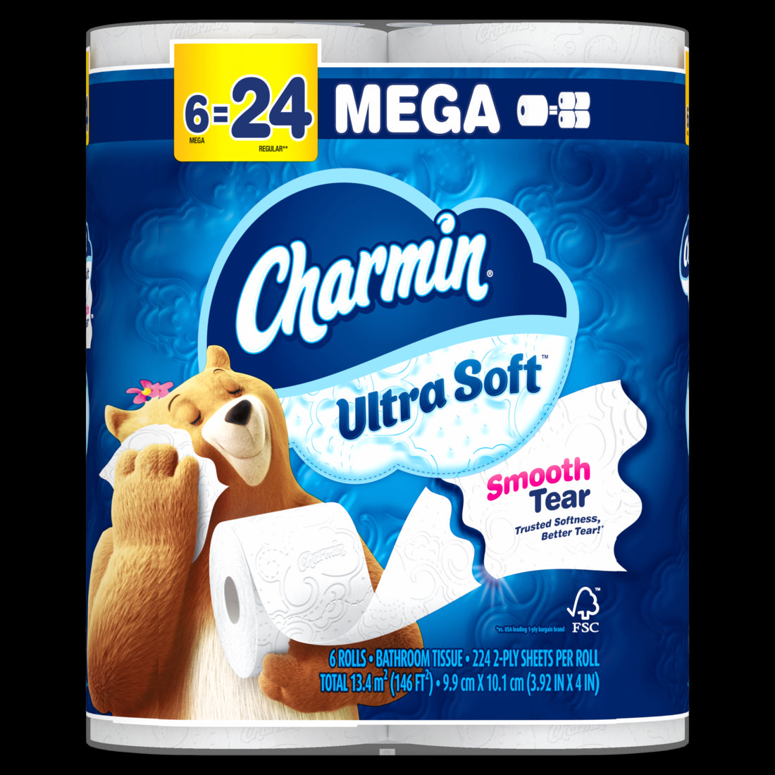 Charmin Ultra Soft Toilet Paper 6 Mega Rolls 224 Sheets Per Roll - 6ct/4pk